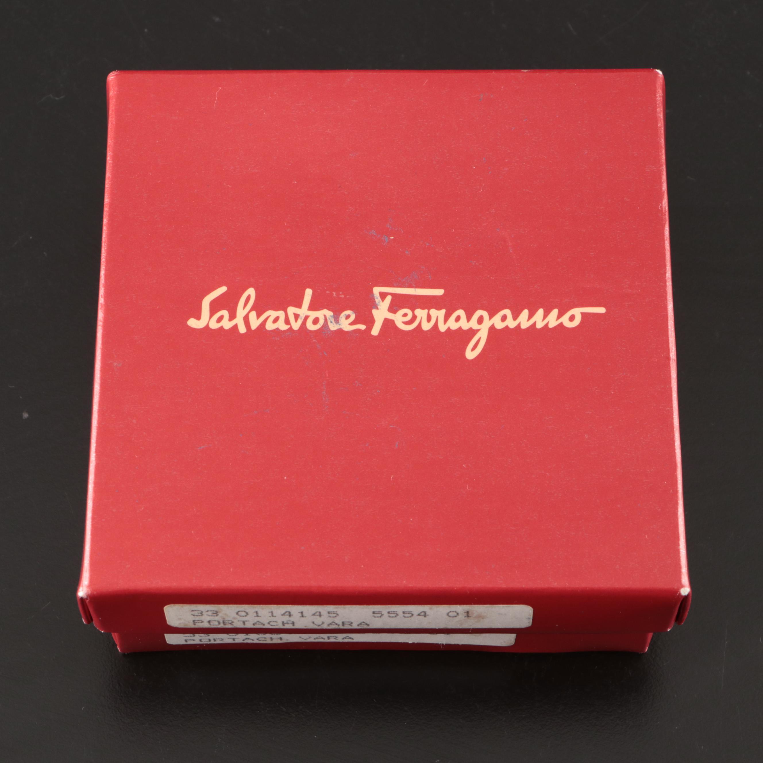 Salvatore Ferragamo Vara Gold Tone Key Ring with Gift Box