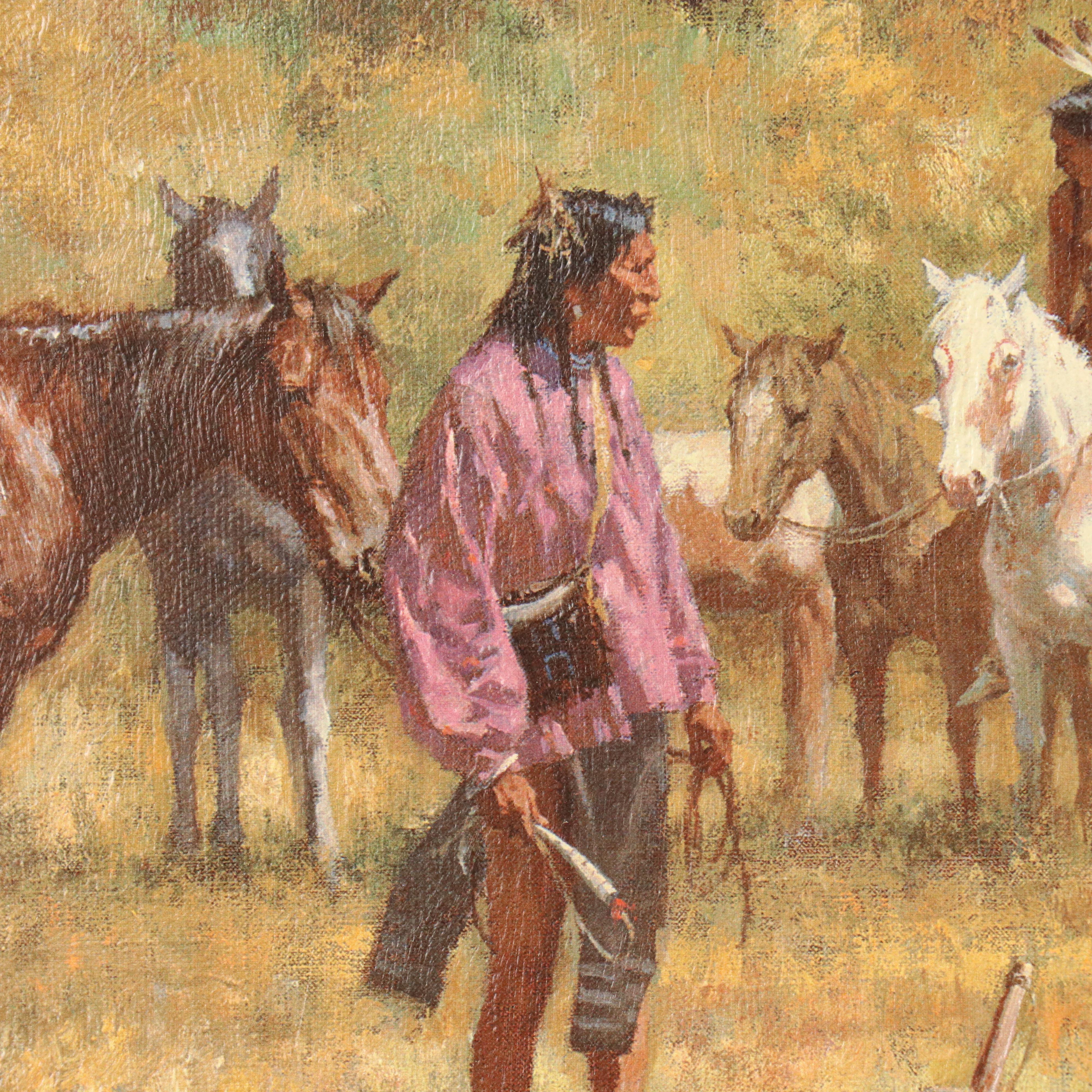 Howard Terpning Embellished Offset Lithograph "Council of Chiefs," 2000
