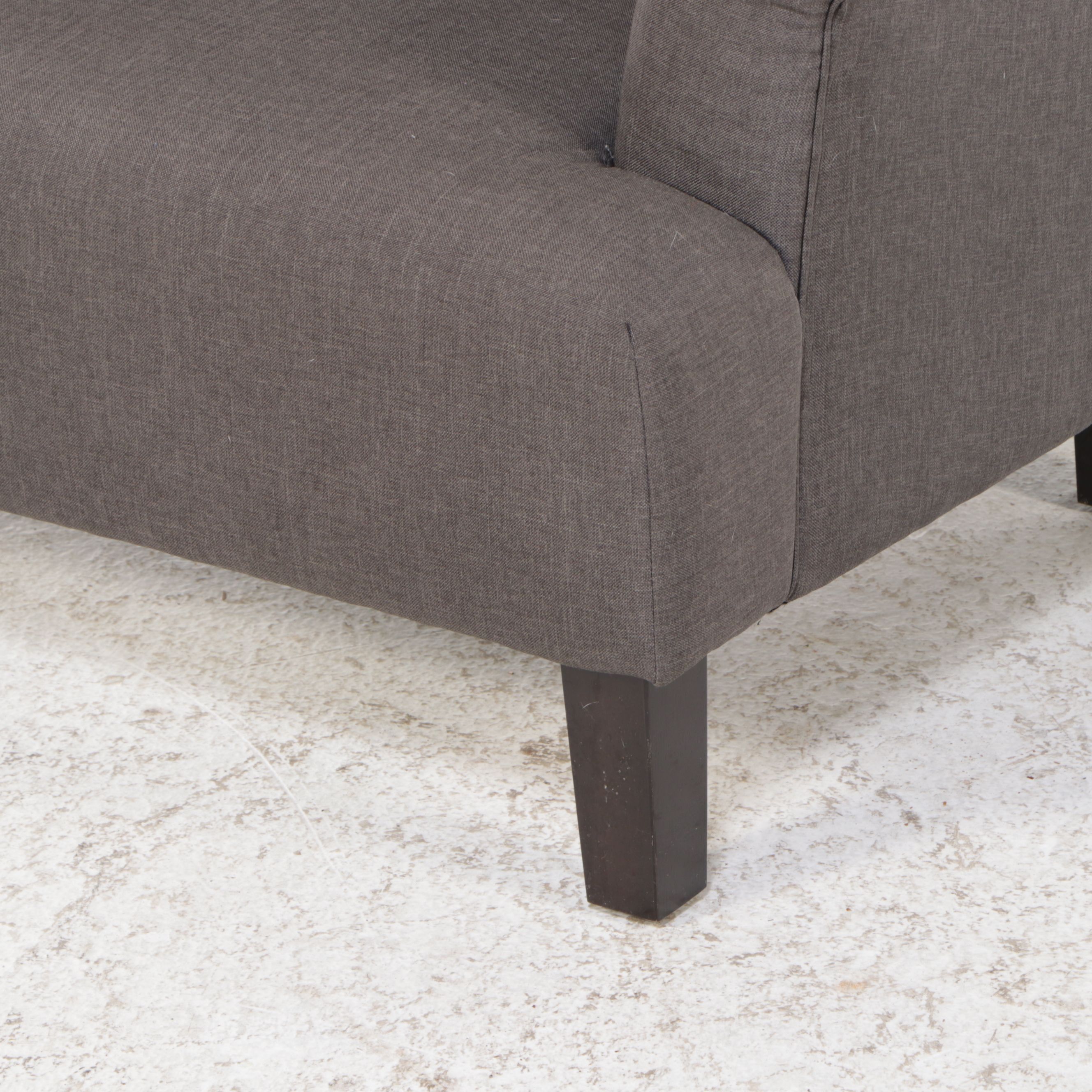 Contemporary Button-Tufted Grey Fabric Upholstered Armchair