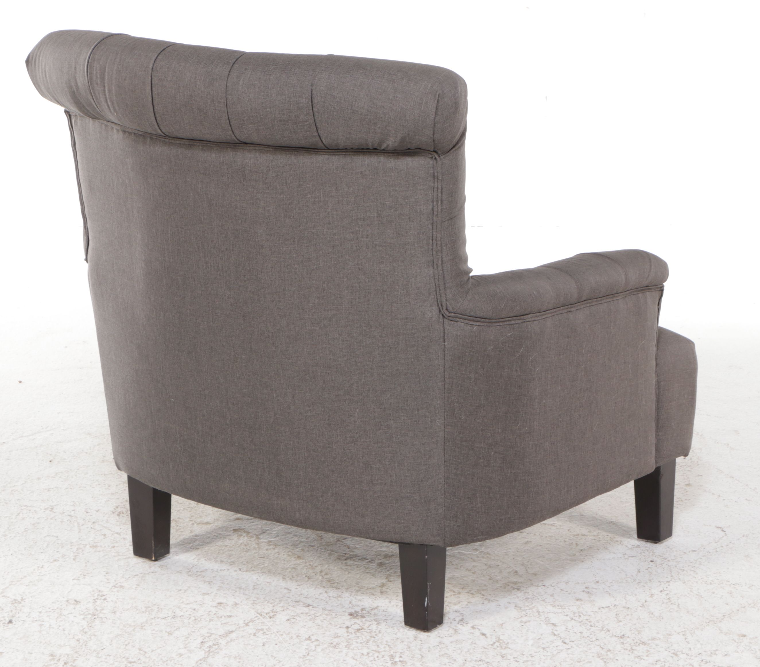 Contemporary Button-Tufted Grey Fabric Upholstered Armchair