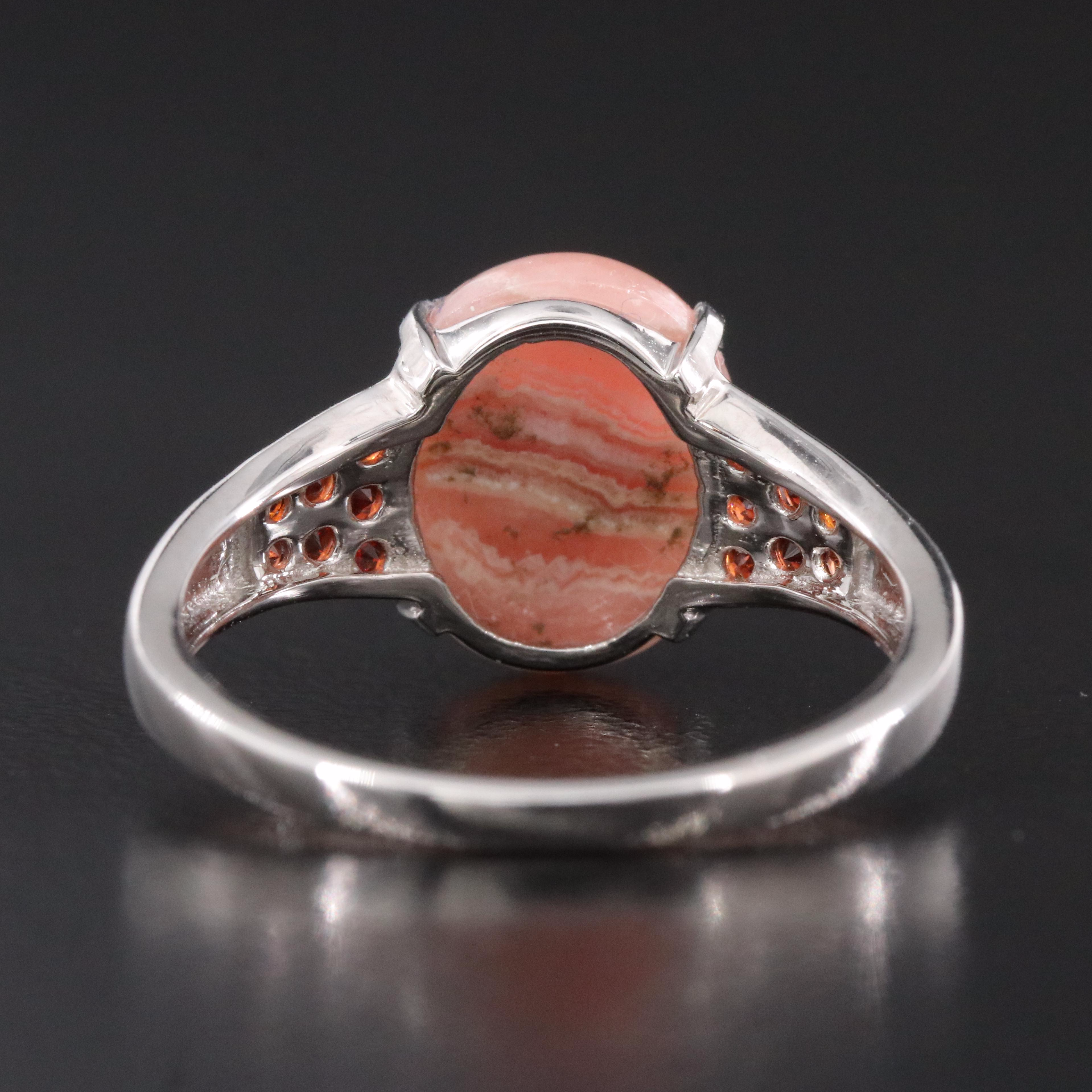 14K Rhodochrosite and Garnet Ring