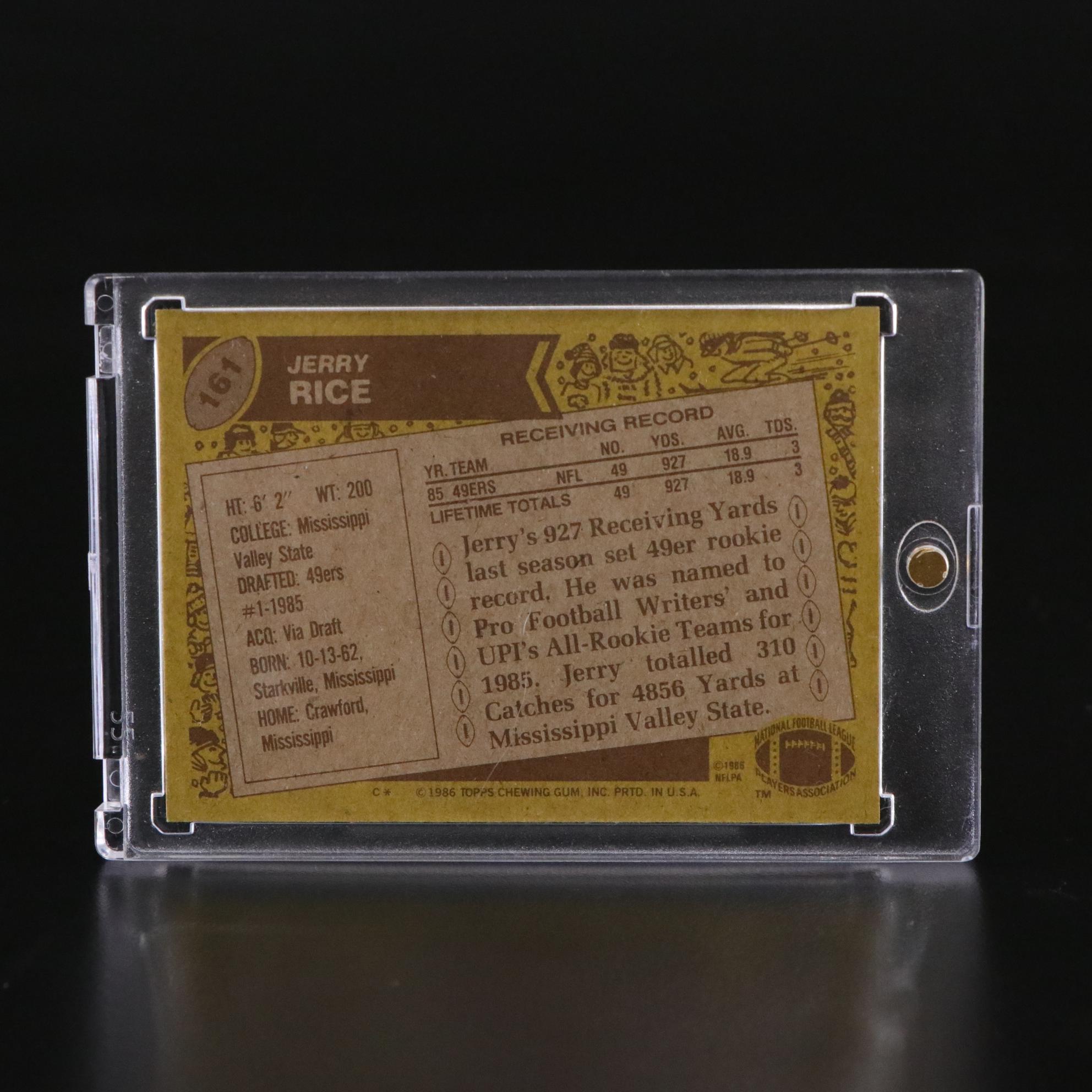 Topps Jerry Rice Football Trading Card, 1986