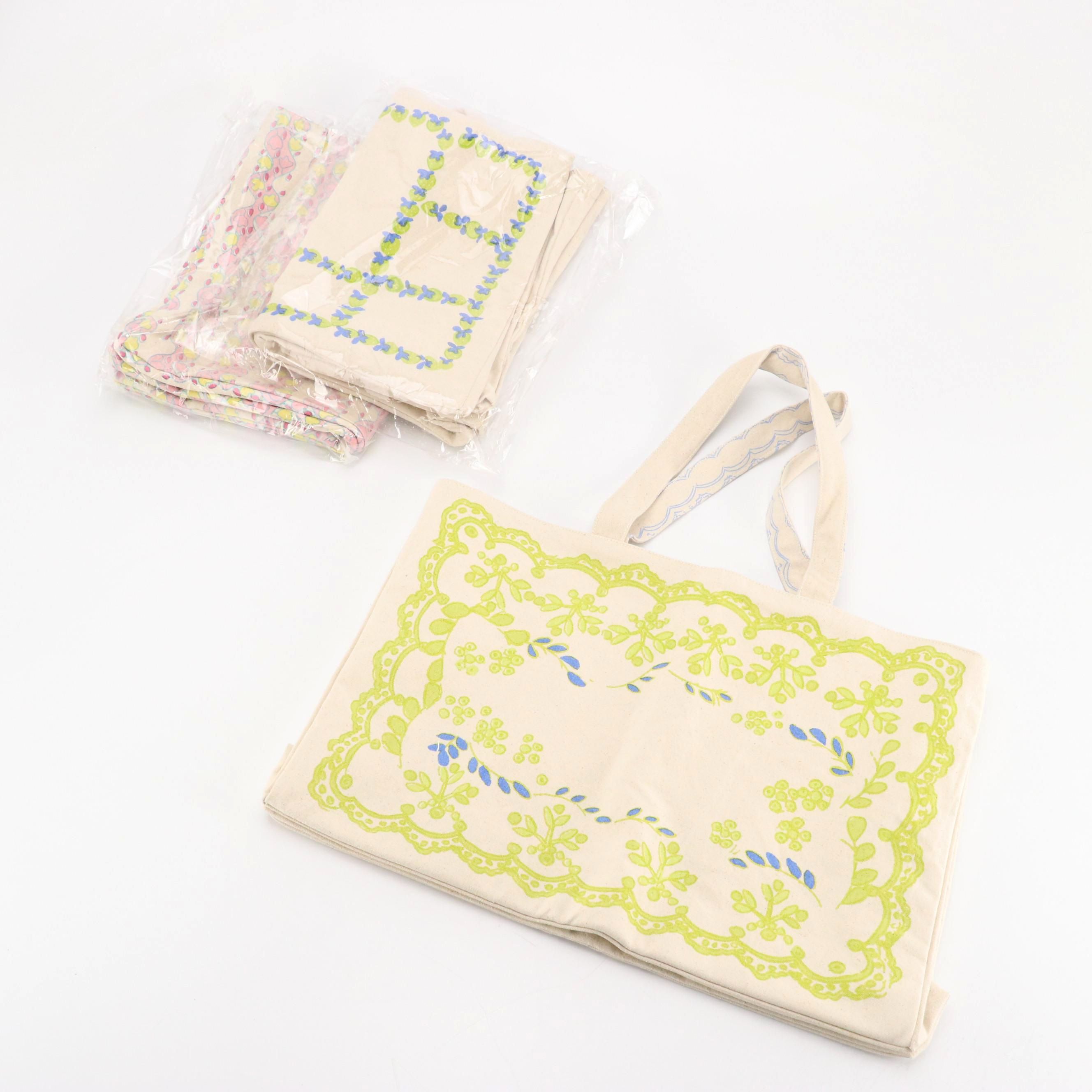 Olive Street Printed Cotton Canvas Shopping Totes