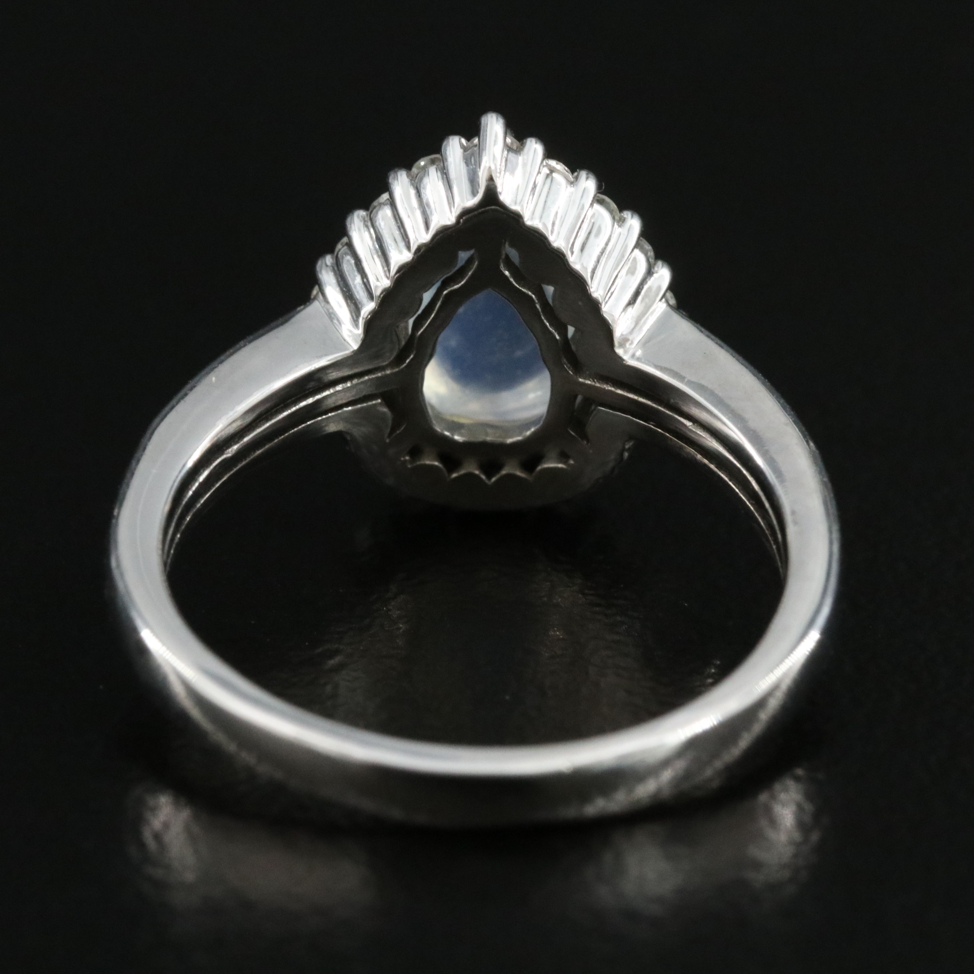 14K Rainbow Moonstone and Diamond Ring