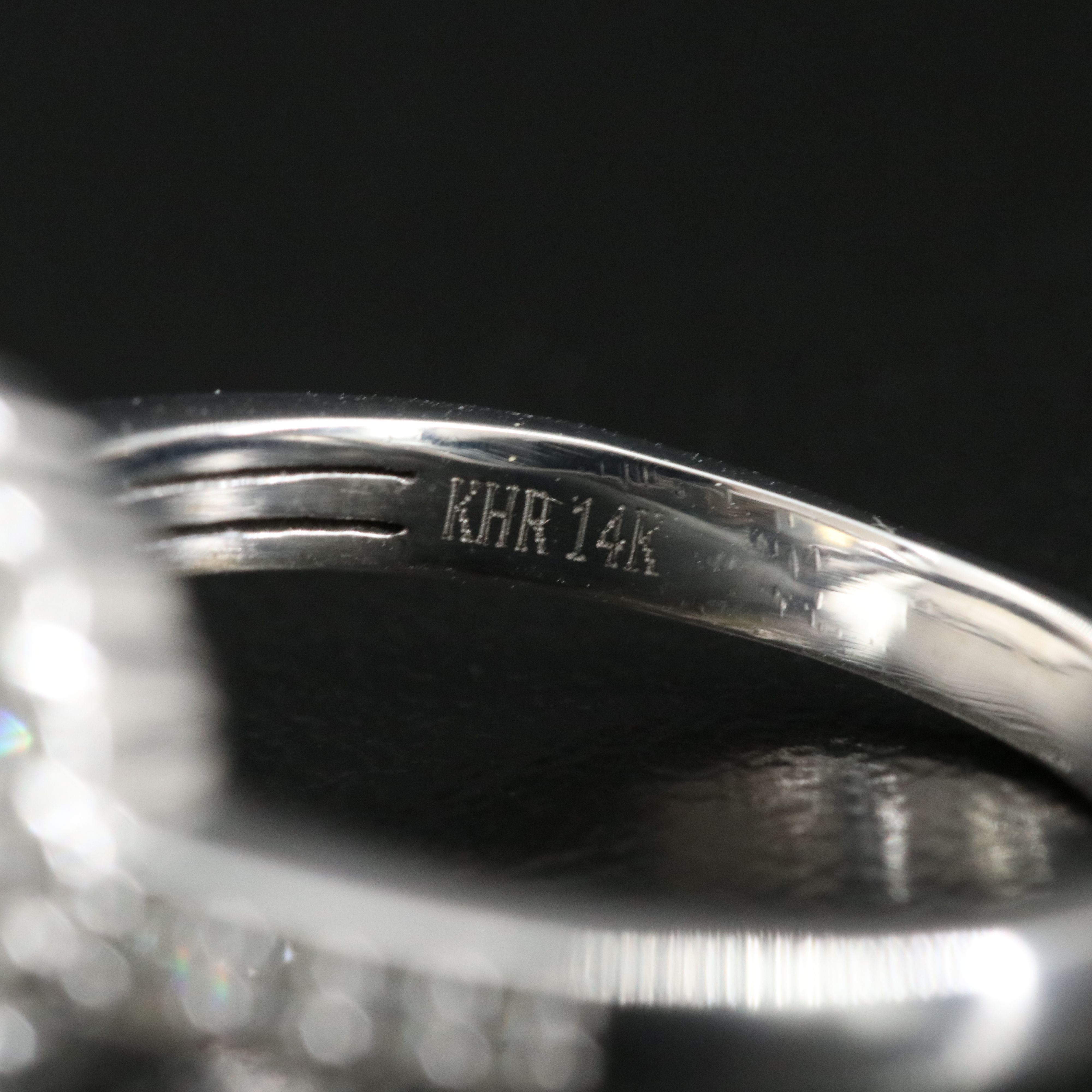 14K Rainbow Moonstone and Diamond Ring