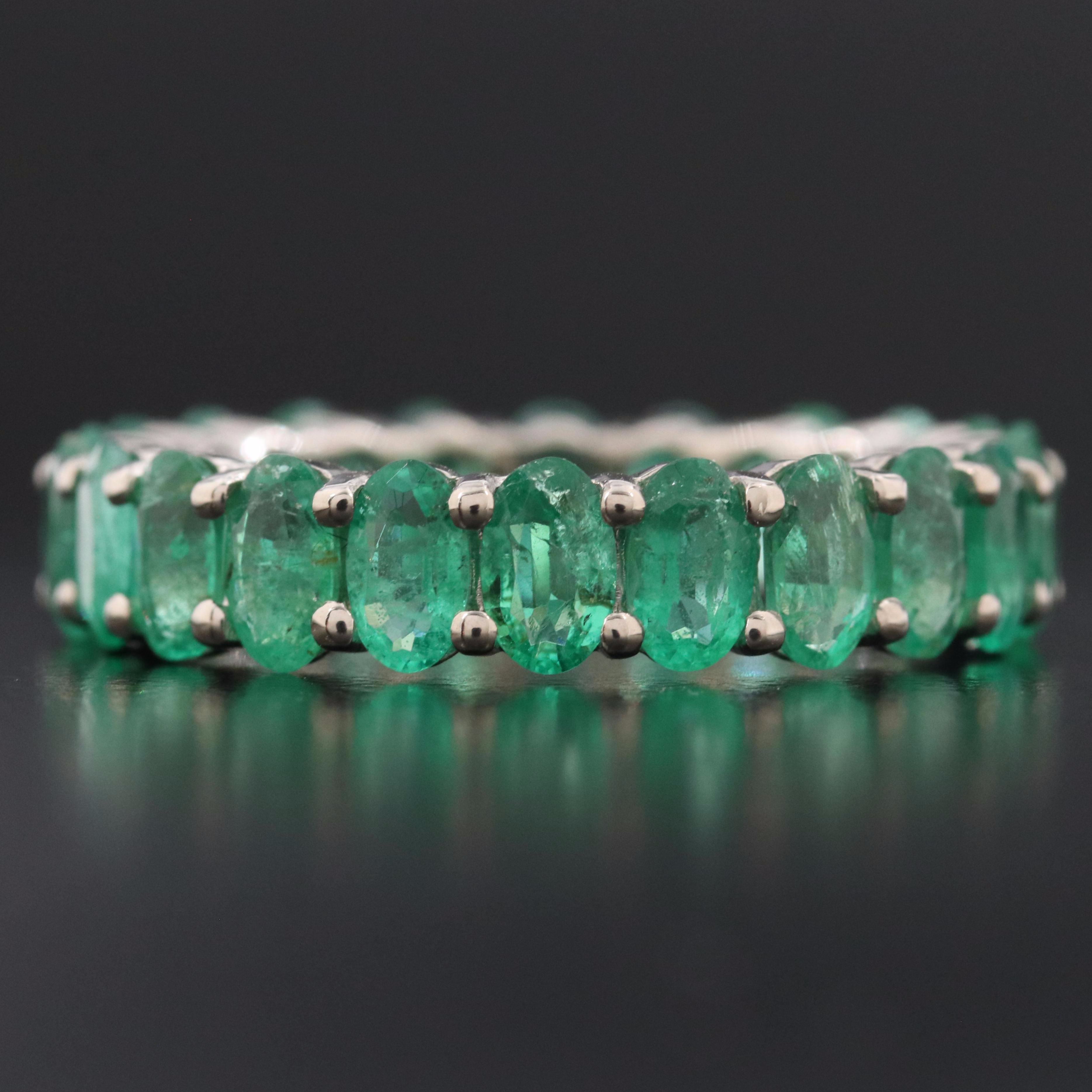 14K 4.86 CTW Emerald Eternity Band with IGI Report