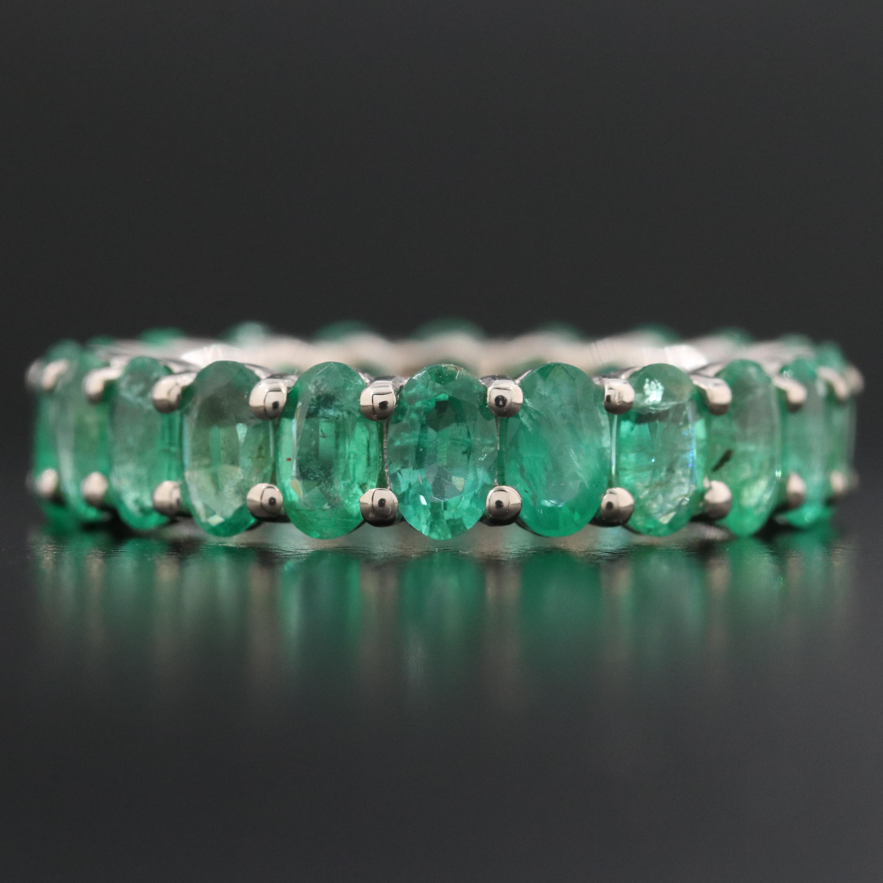 14K 4.86 CTW Emerald Eternity Band with IGI Report