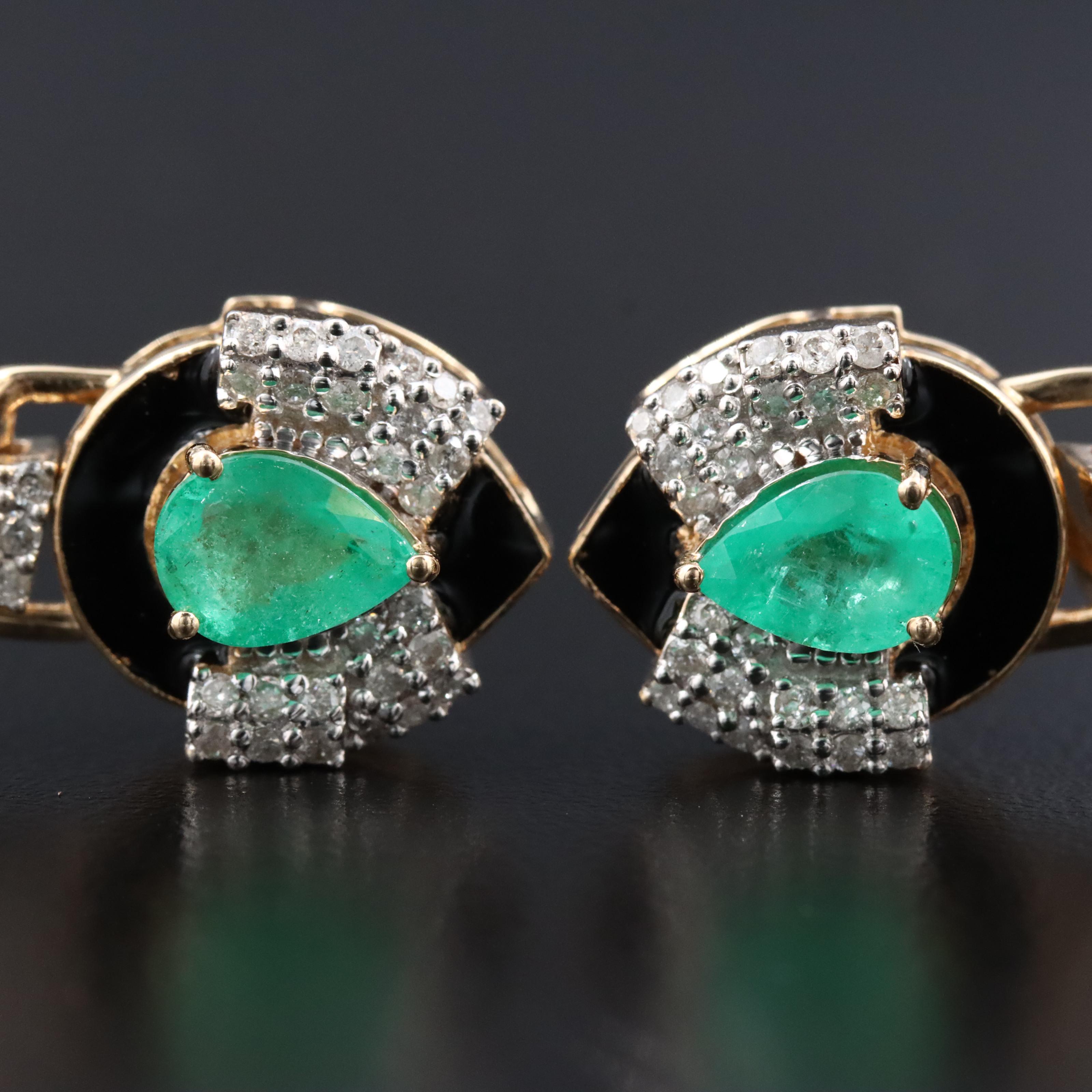 14K Rubellite Tourmaline, Emerald and Diamond Earrings with IGI Report