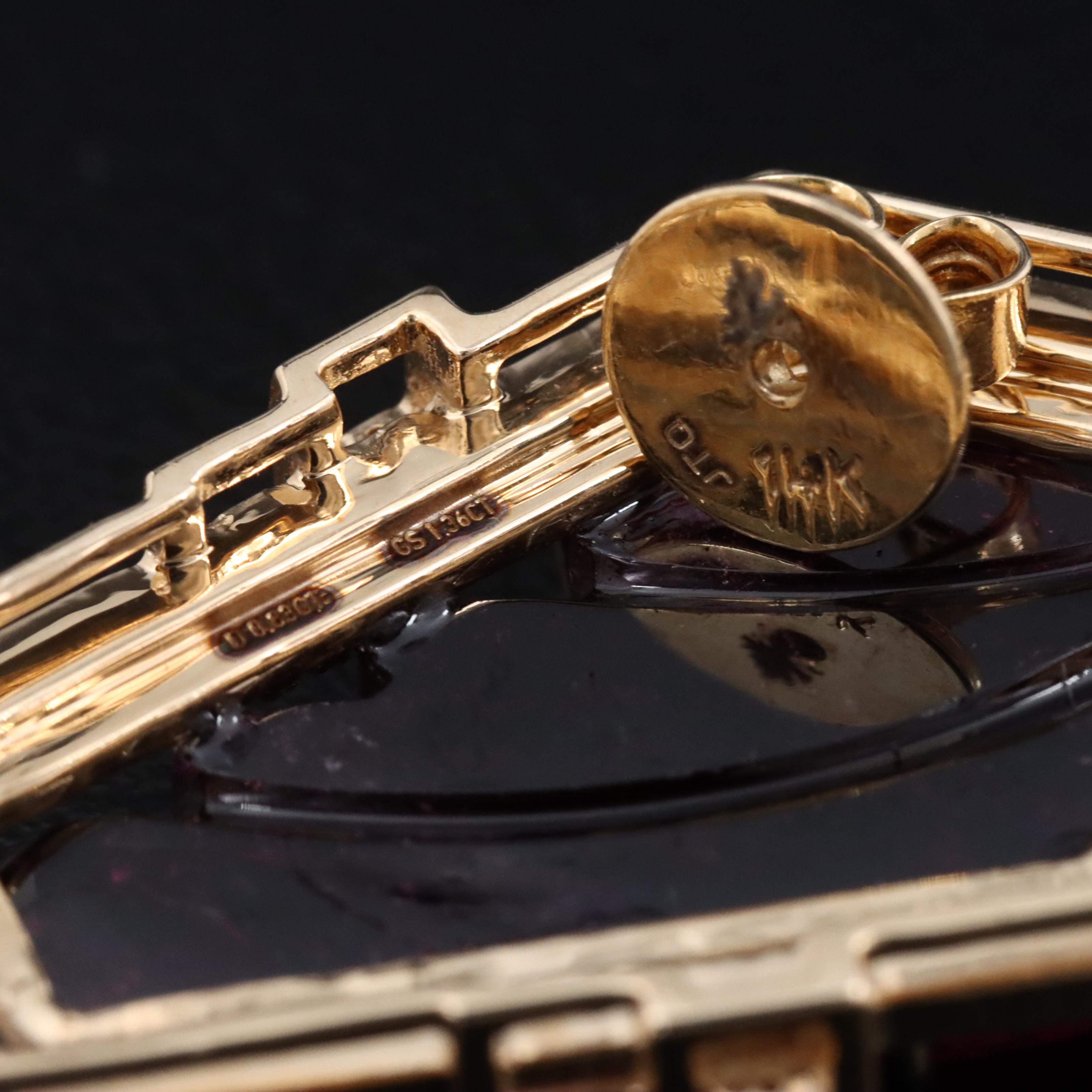 14K Rubellite Tourmaline, Emerald and Diamond Earrings with IGI Report