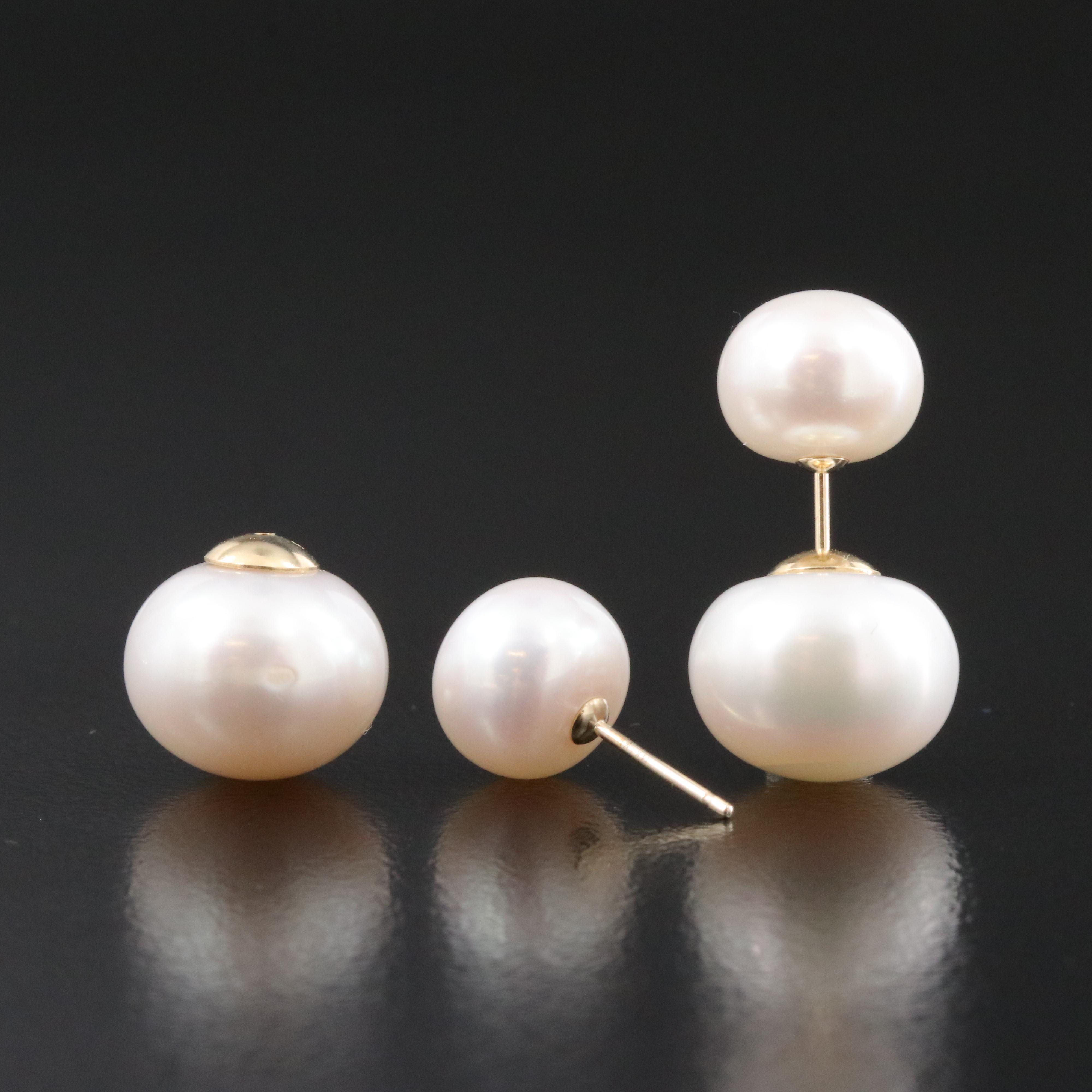 14K Pearl Front-Back Earrings