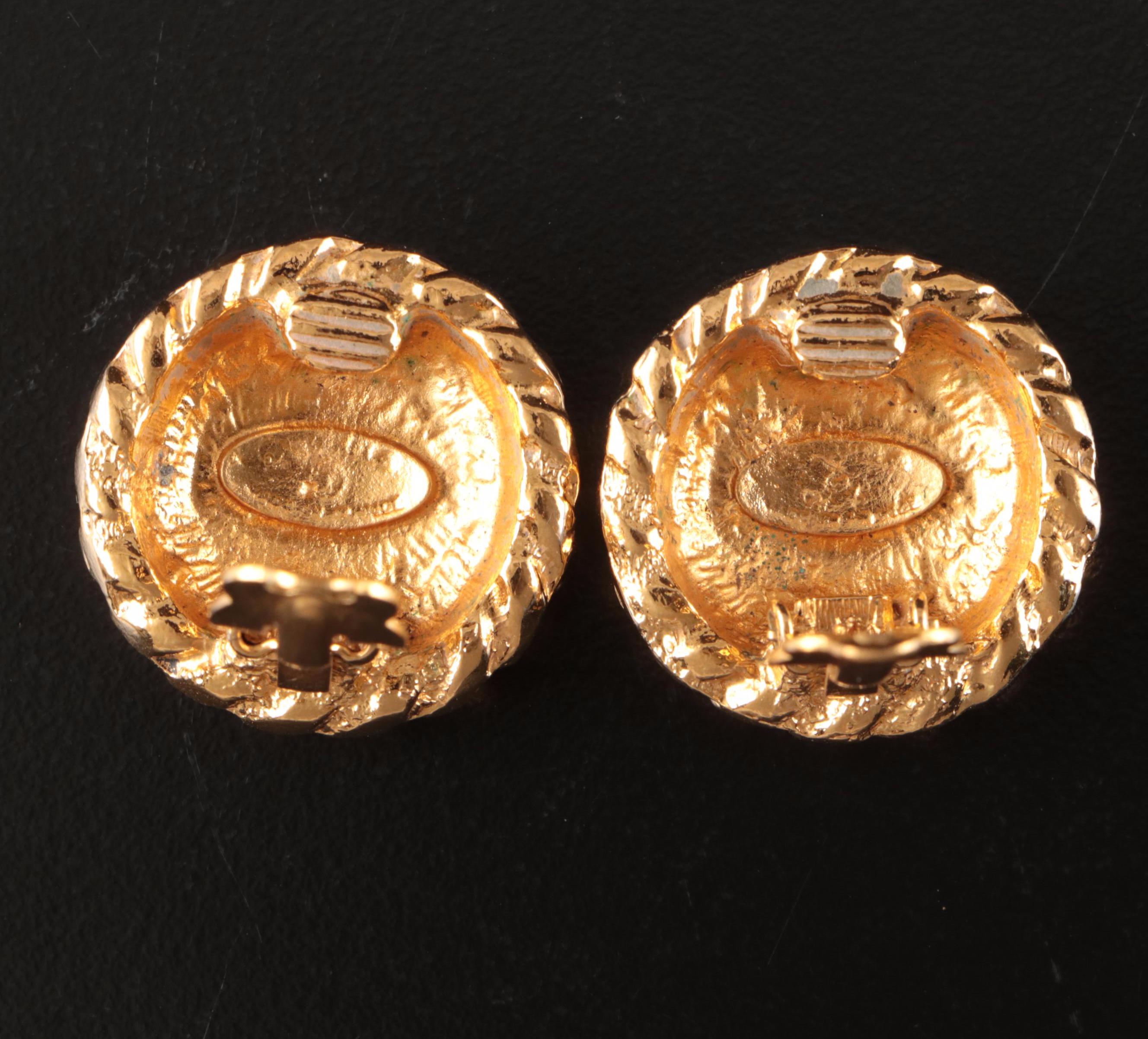 Chanel CC Round Rope Trim Earrings