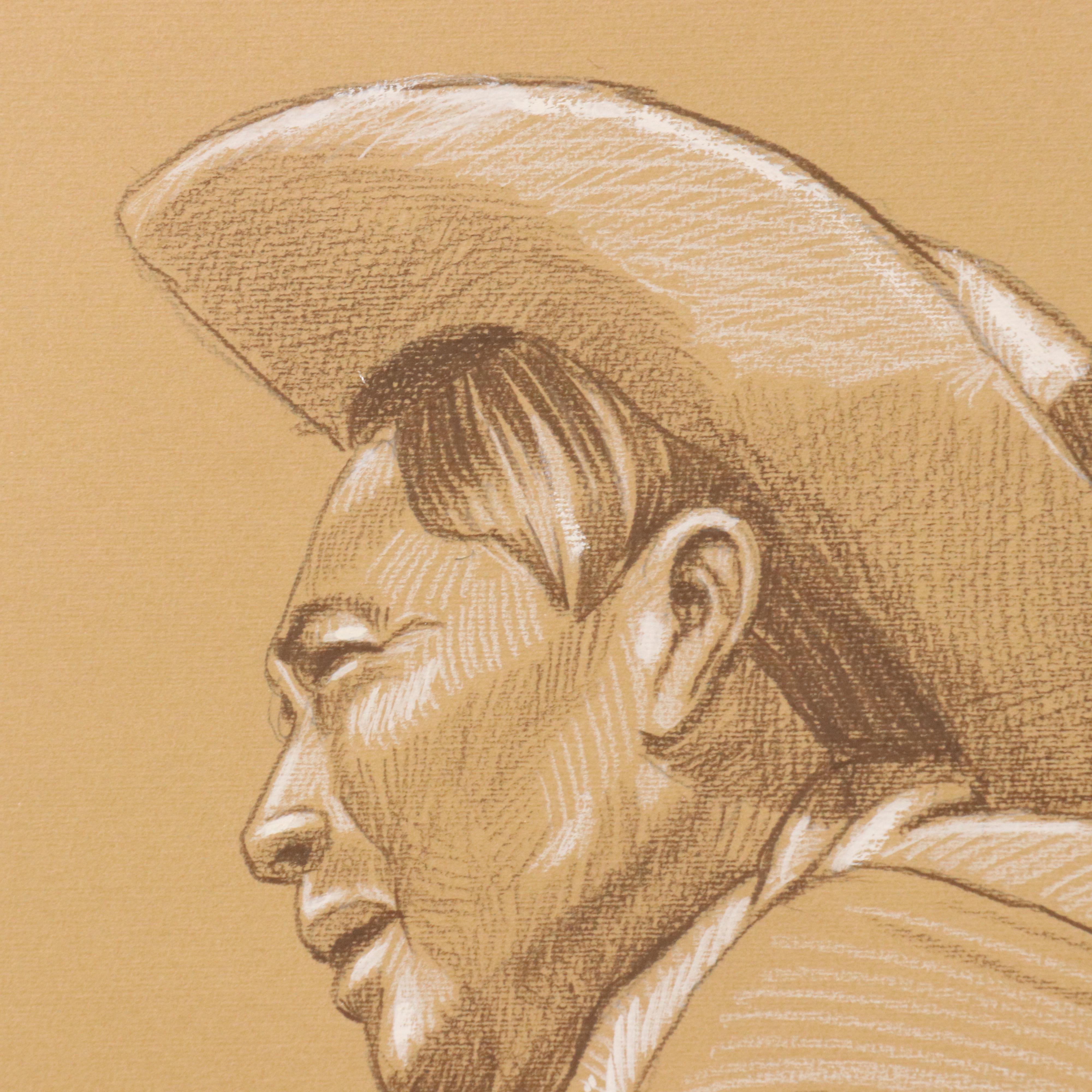 Ray Lopez Pastel Drawing of Father Carrying Child