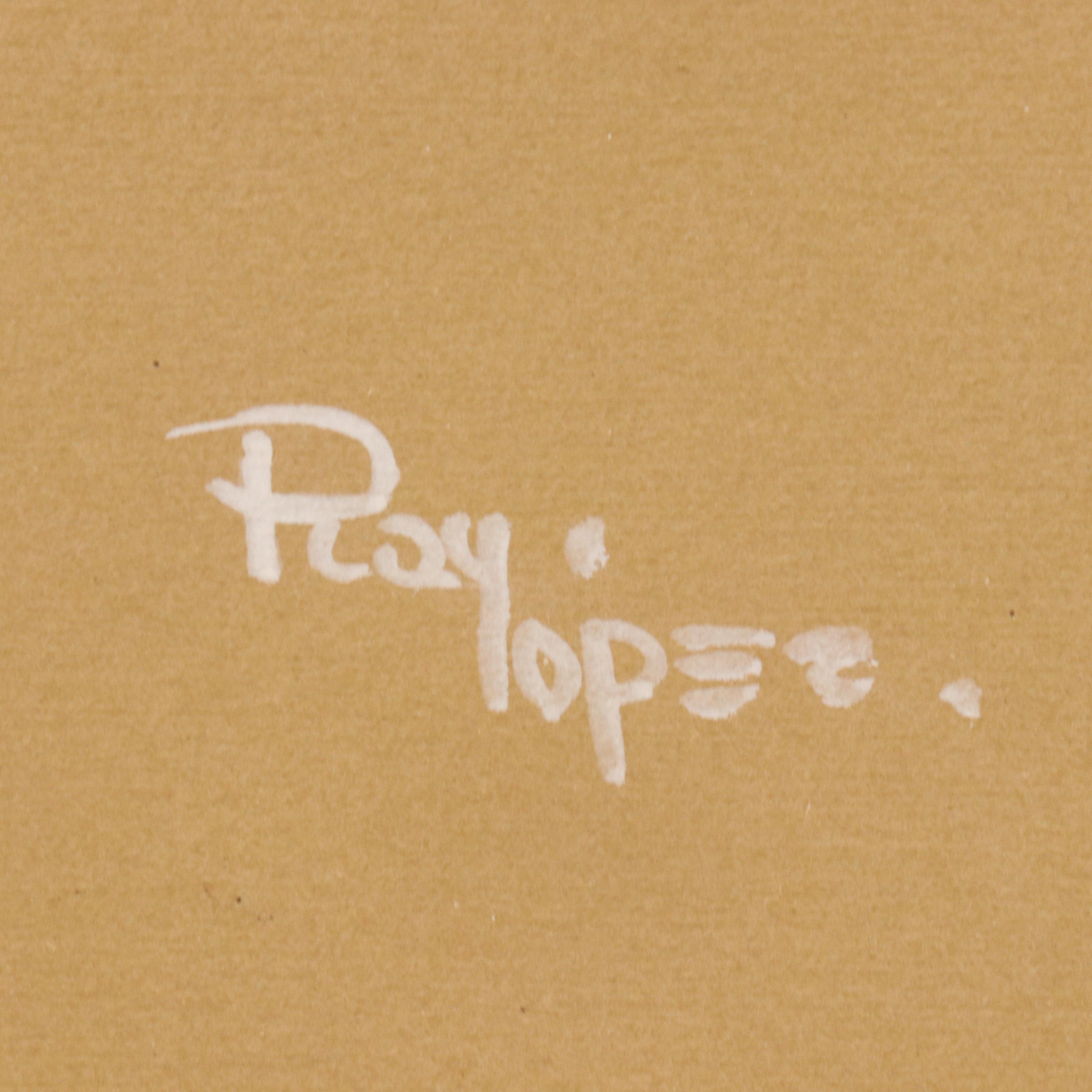 Ray Lopez Pastel Drawing of Father Carrying Child