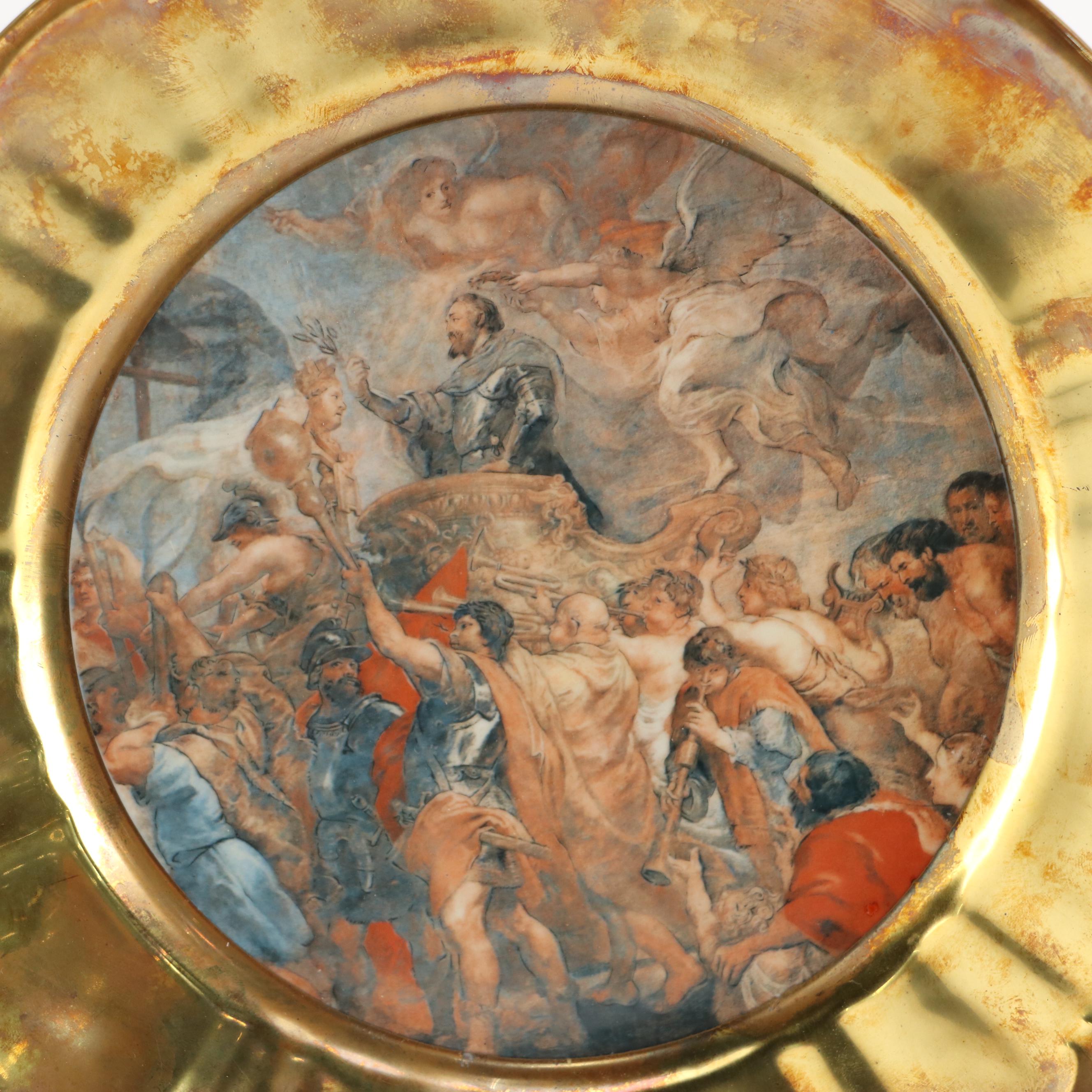 Bavarian Gilt Porcelain Chargers With Rococo Master Reproductions