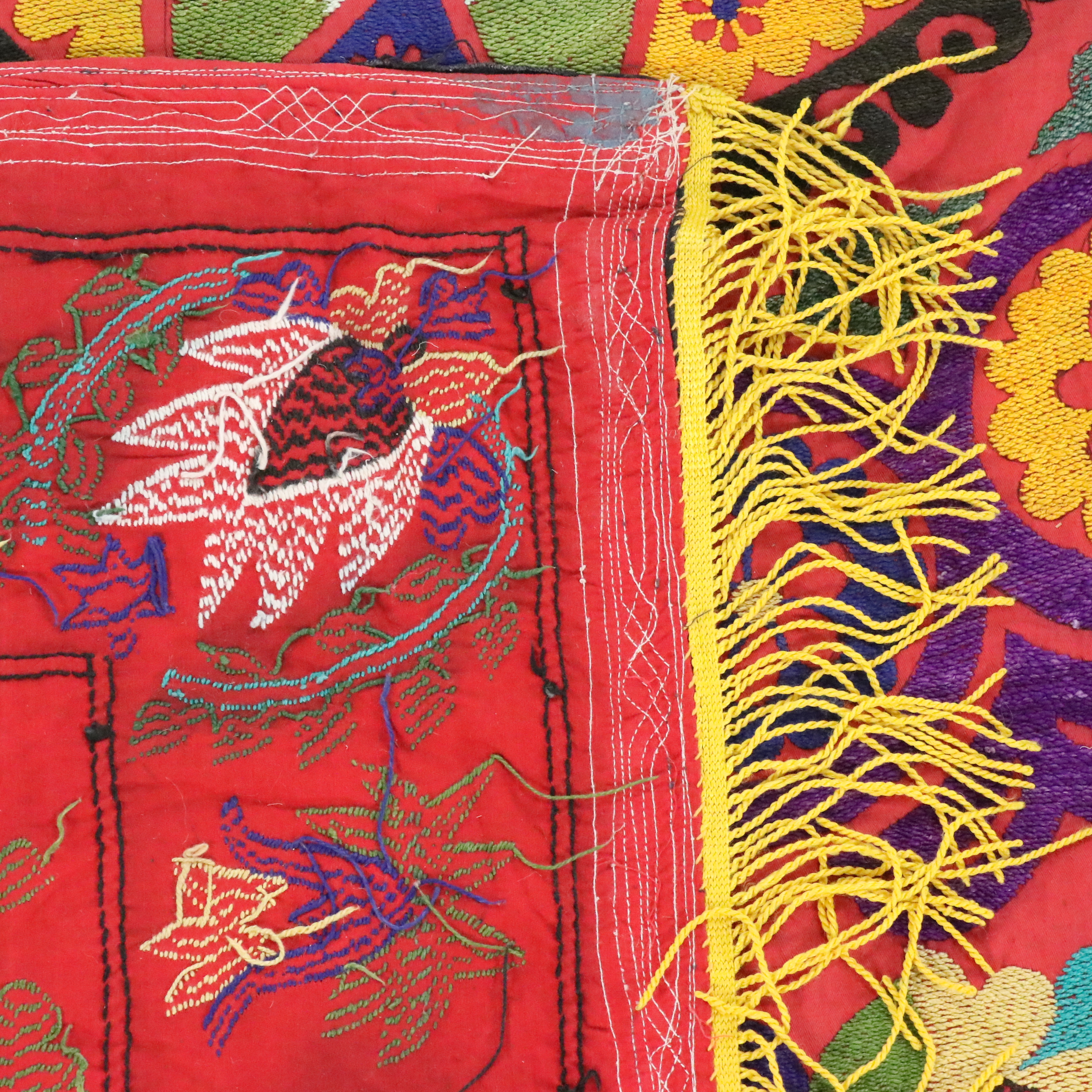 5'5 x 7'1 Handmade Uzbek Suzani Embroidery Wall Panel