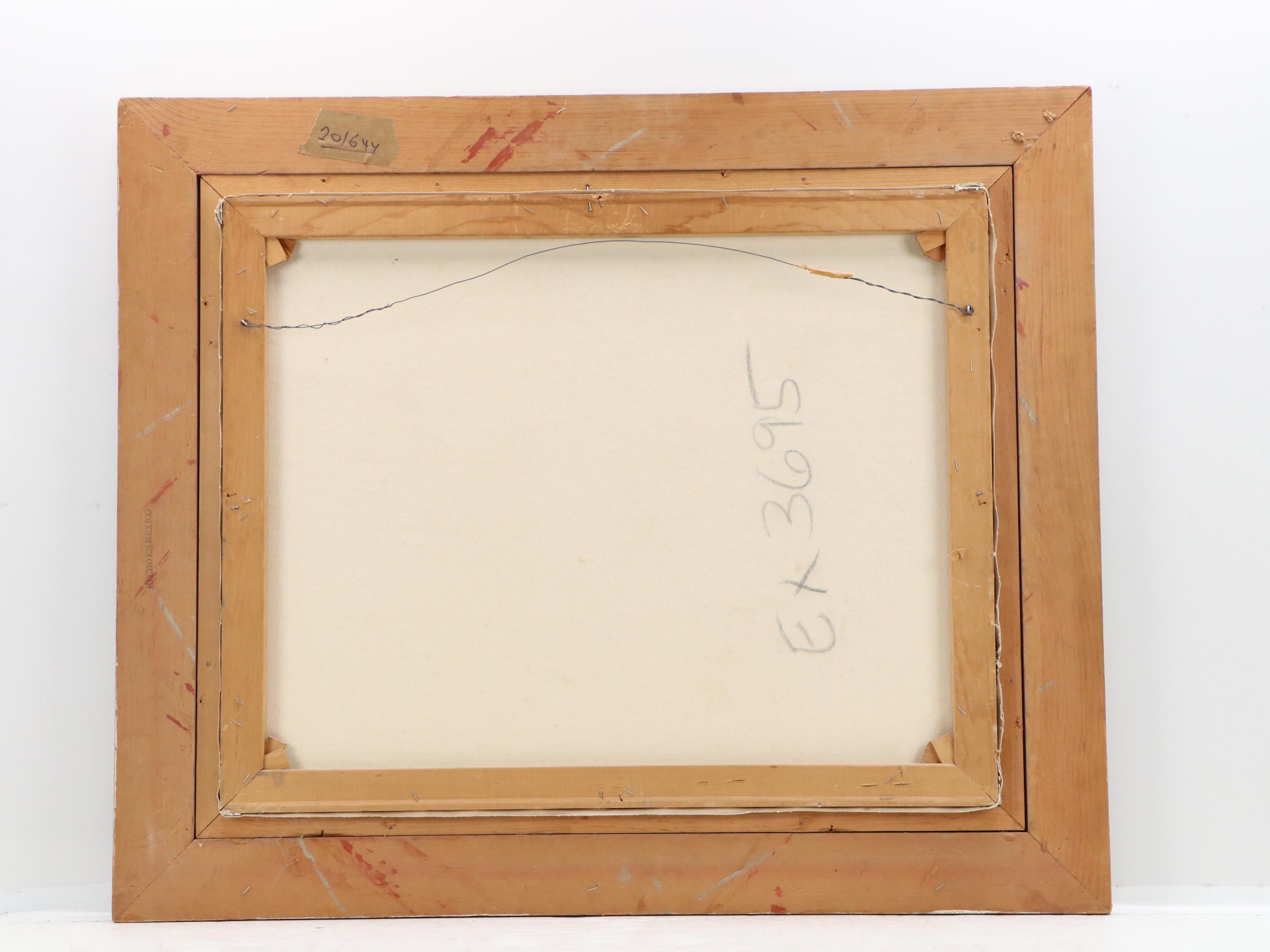 S. Huermas Landscape Impasto Oil Painting of Craggy Mountainside Tree