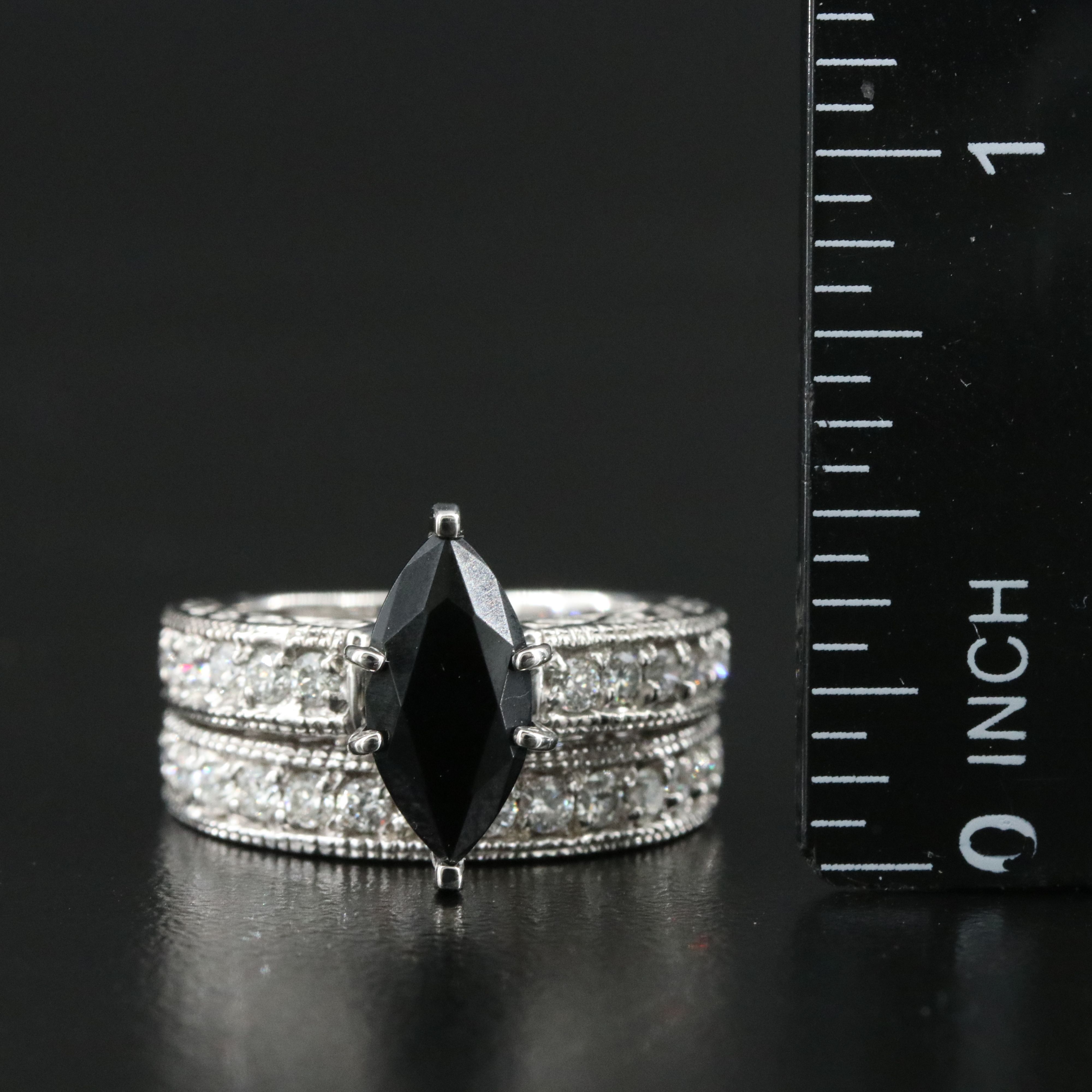 14K Black Onyx and 1.05 CTW Diamond Ring Set