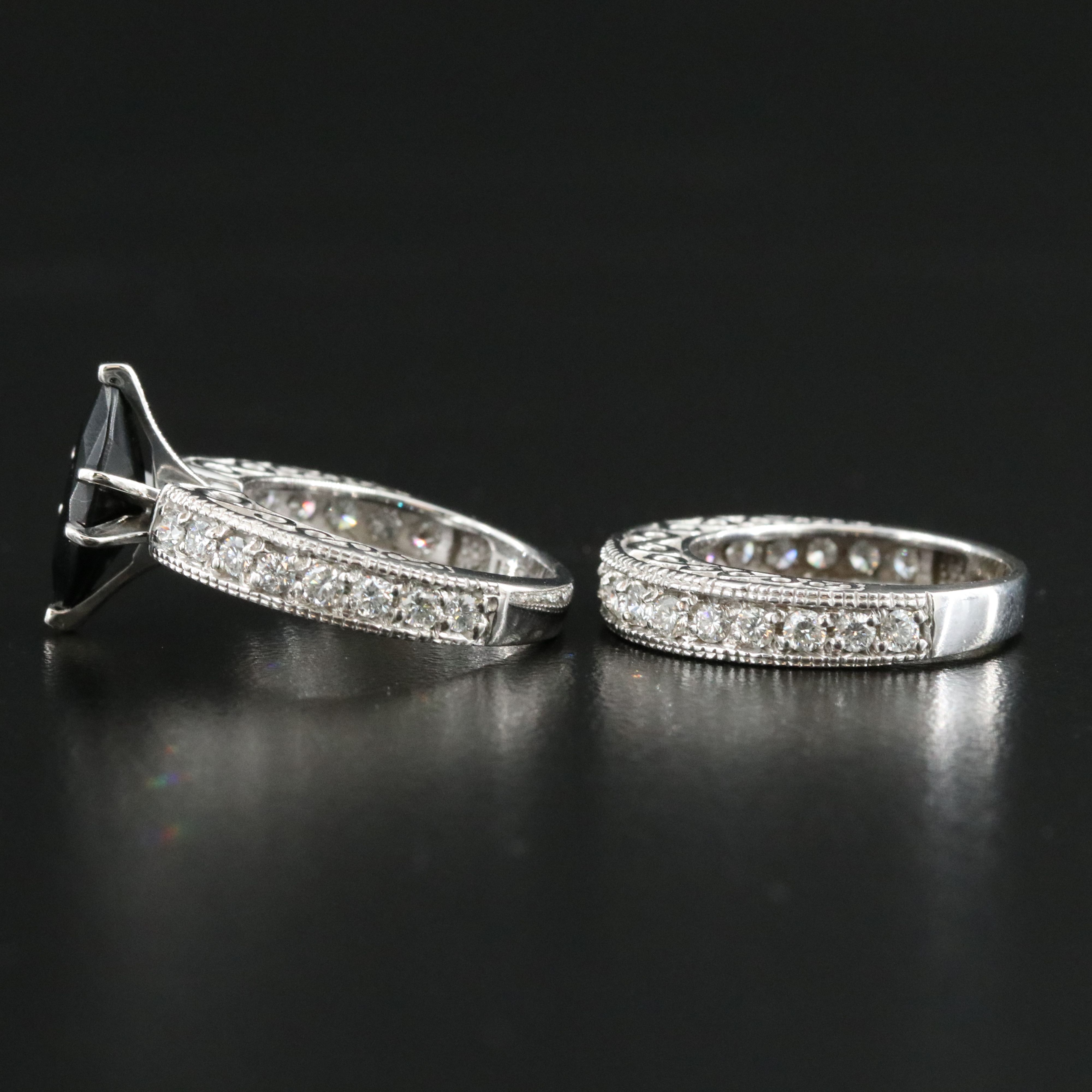 14K Black Onyx and 1.05 CTW Diamond Ring Set