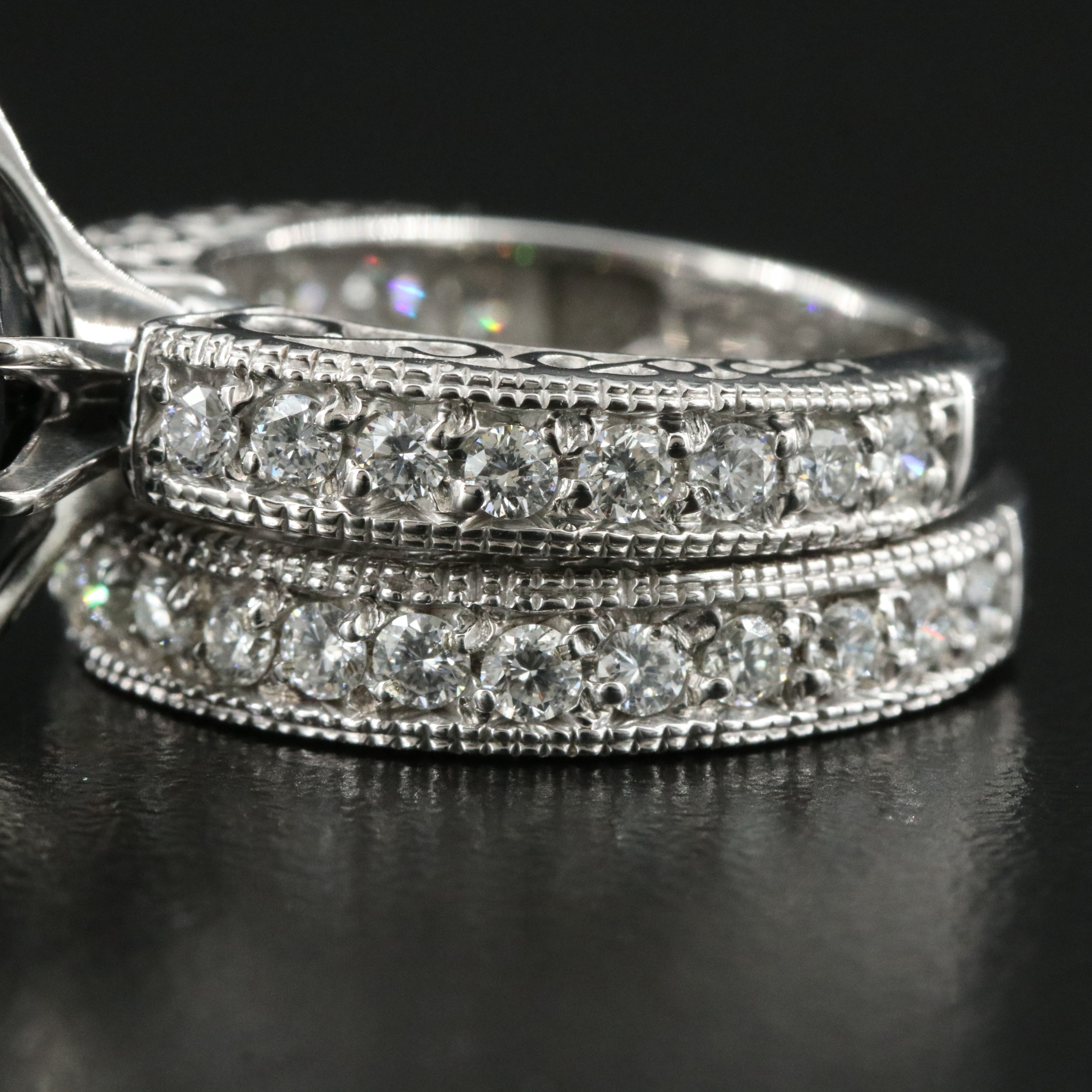 14K Black Onyx and 1.05 CTW Diamond Ring Set