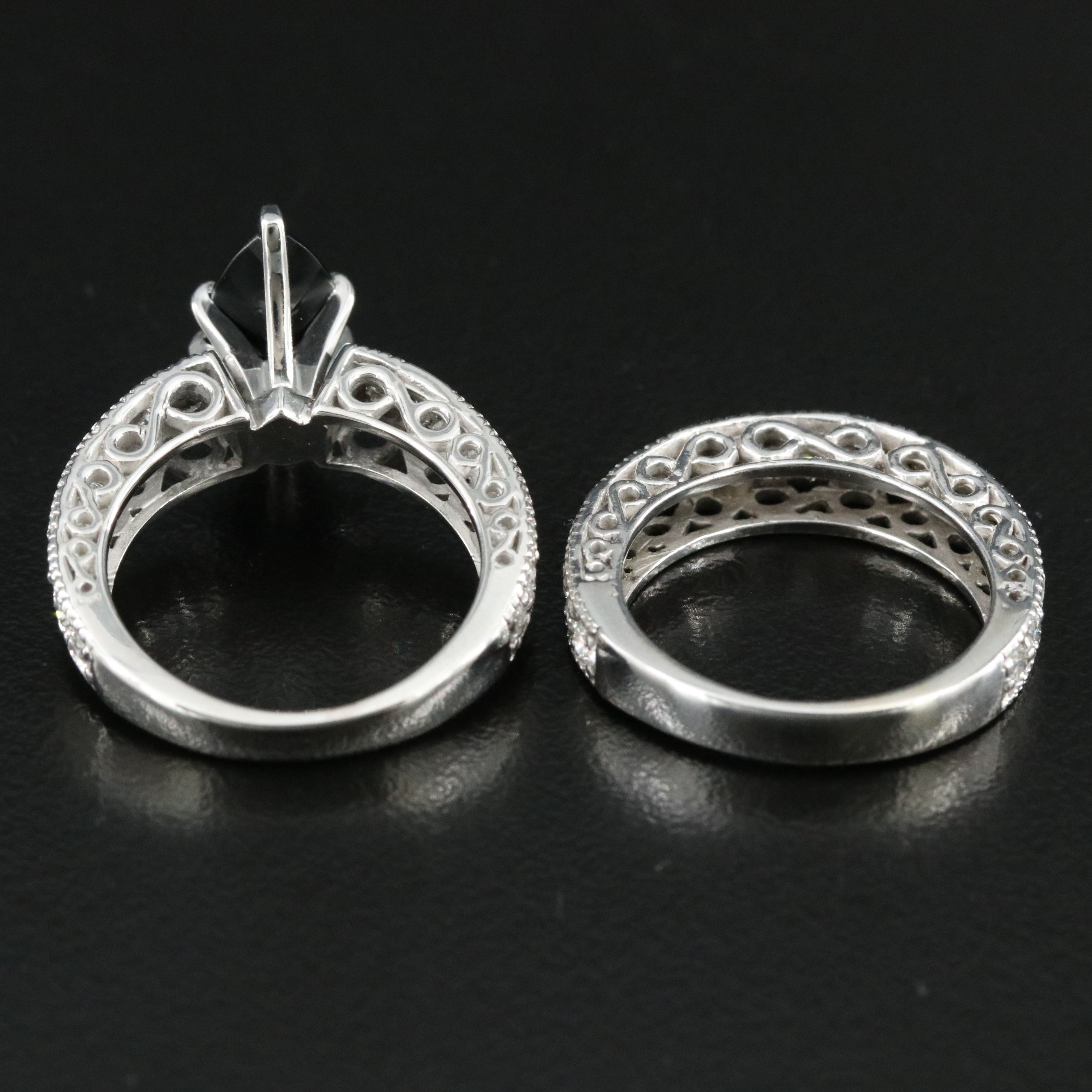 14K Black Onyx and 1.05 CTW Diamond Ring Set