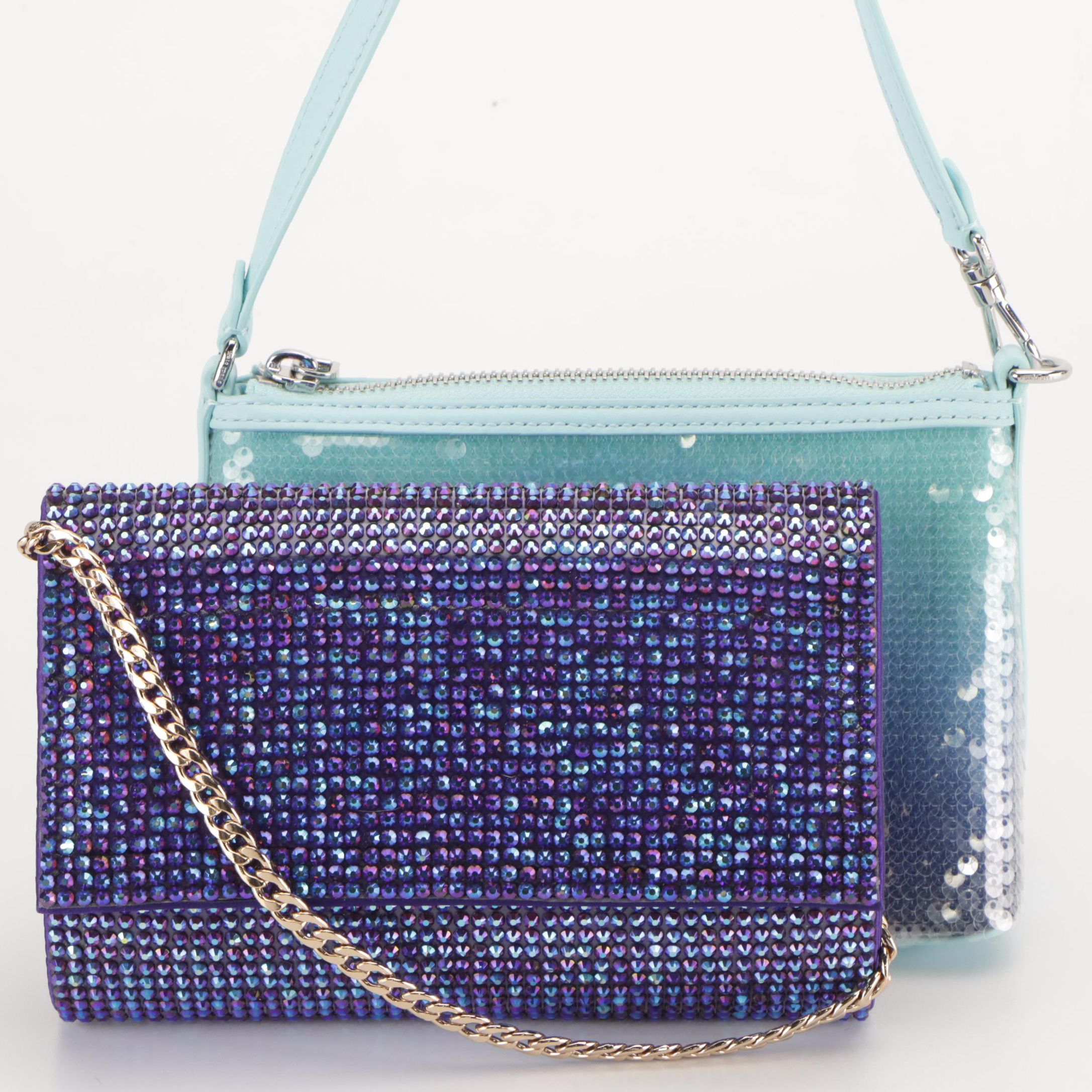 Kate Spade Lulu E/W Pochette in Sequins & Olga Berg Beaded Convertible Clutch