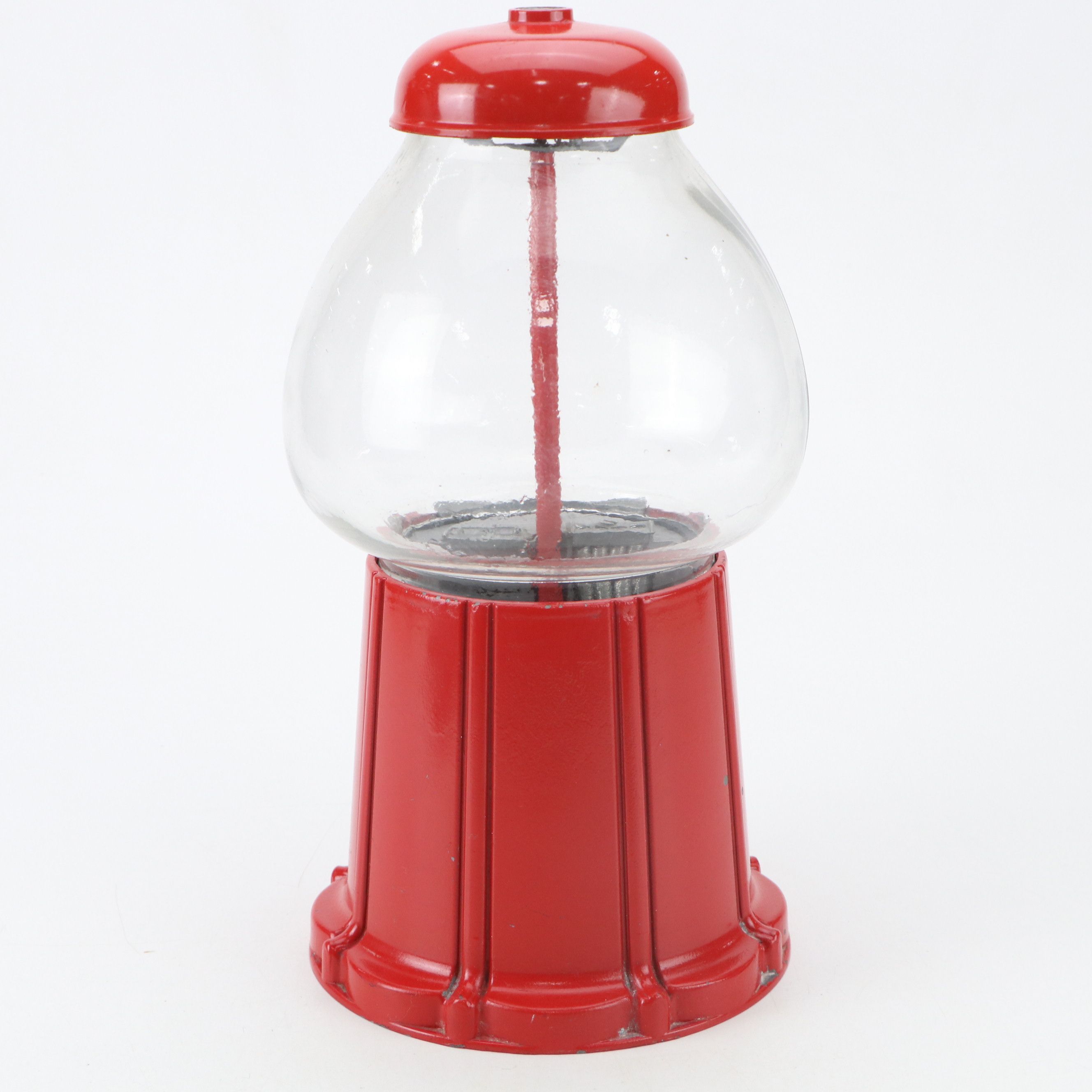 Red Metal and Glass Gumball Machine