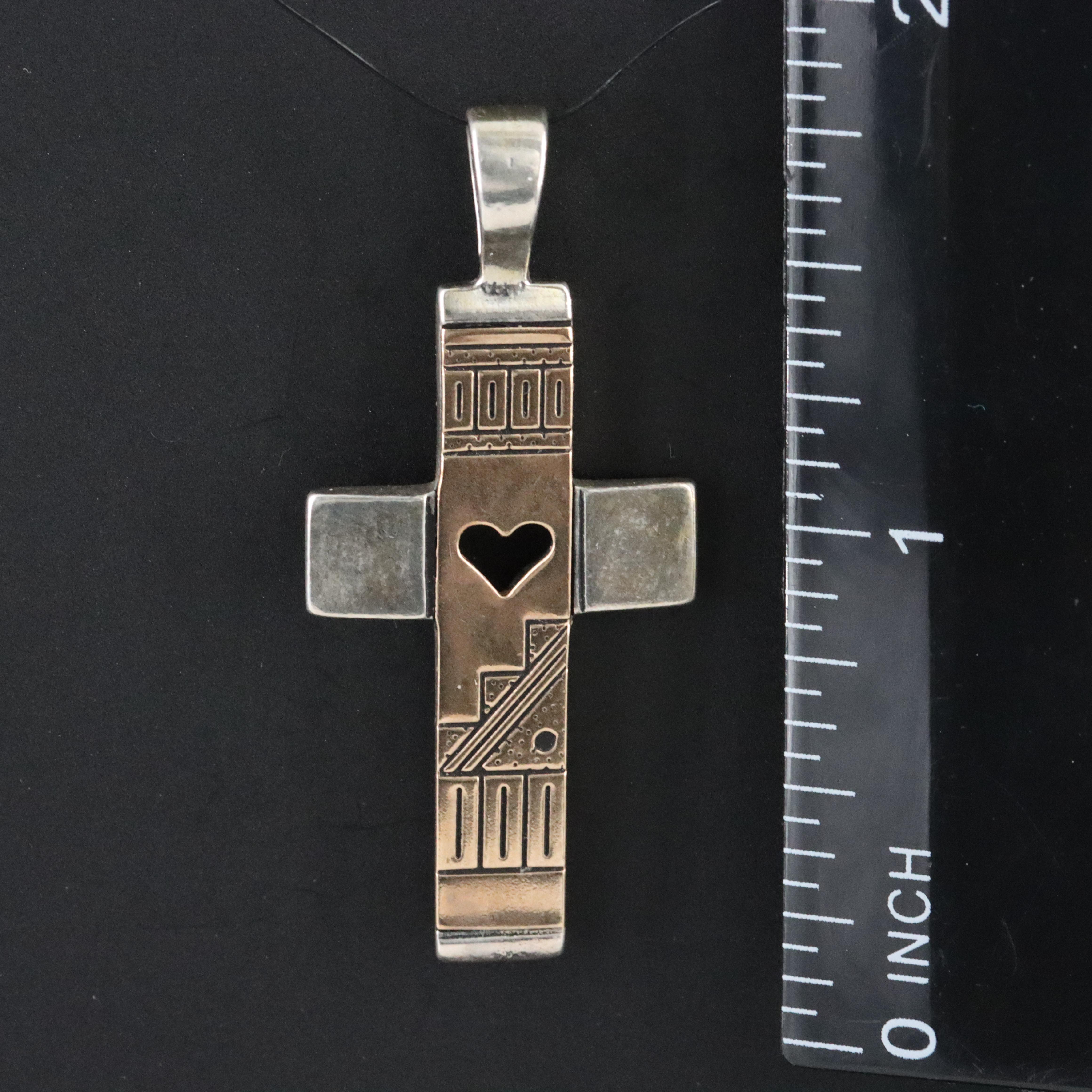Roderick & Marilyn Tenorio Kewa for Carlisle Jewelry Co. Sterling and 14K Cross