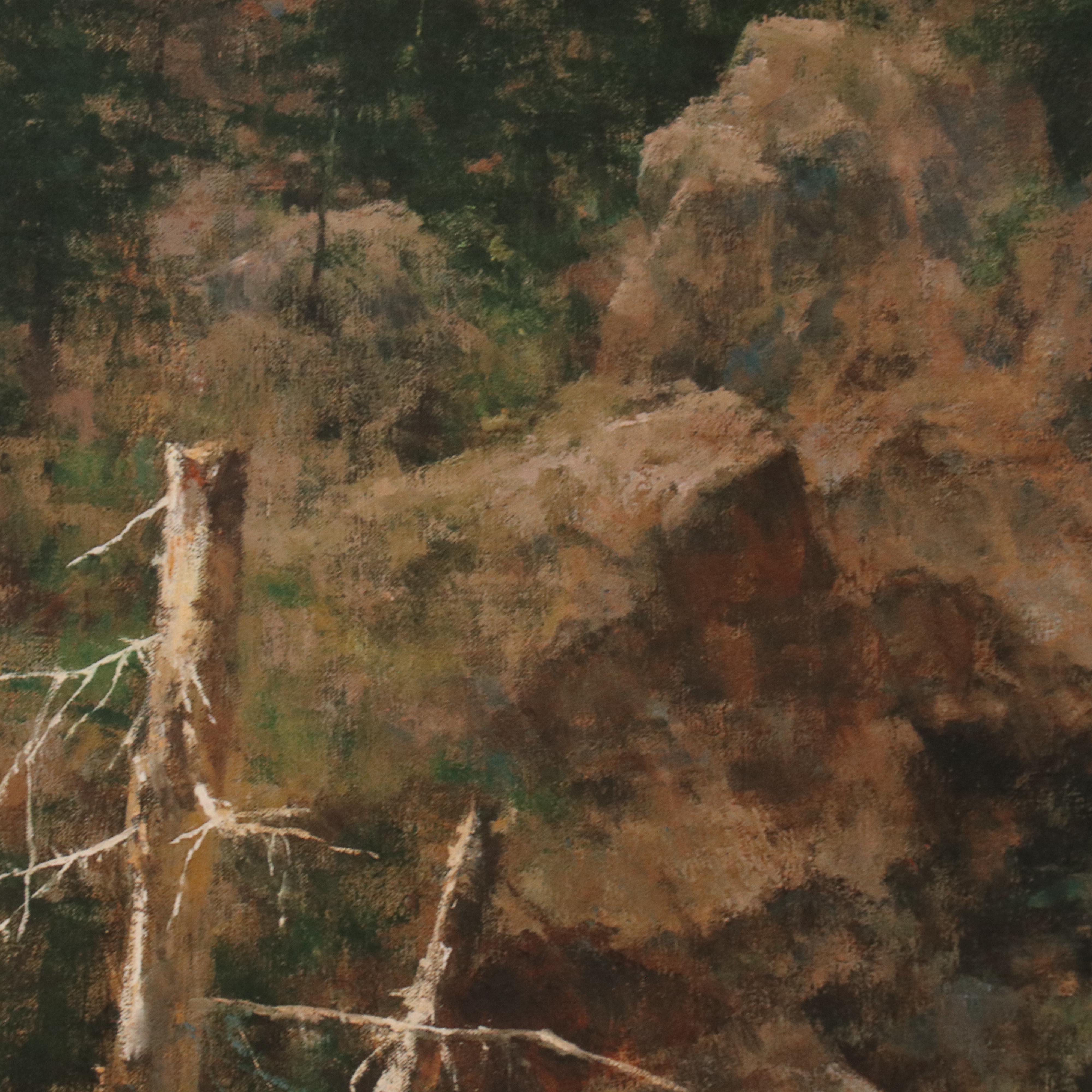 Howard Terpning Offset Lithograph "Crossing Below the Falls," 1996