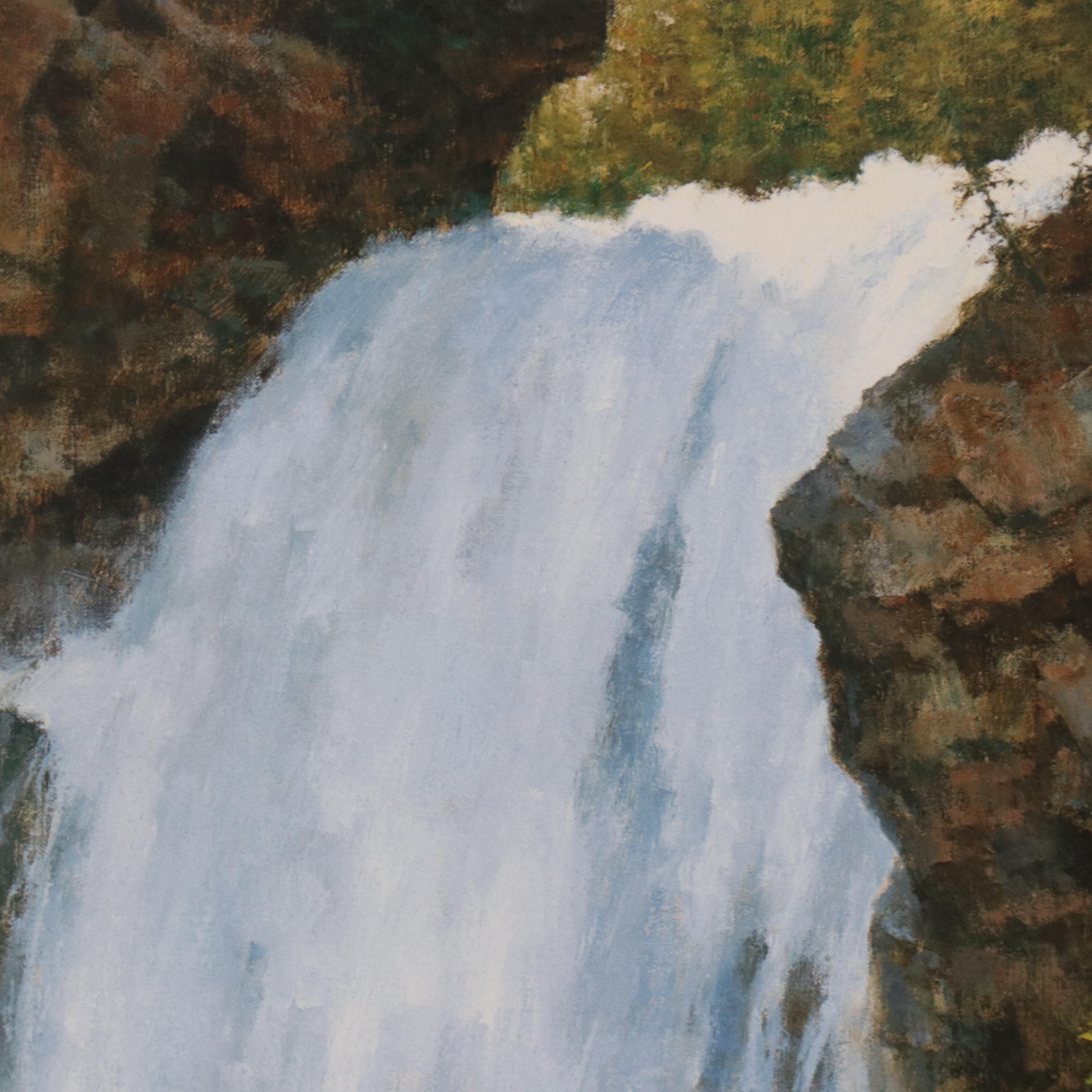 Howard Terpning Offset Lithograph "Crossing Below the Falls," 1996