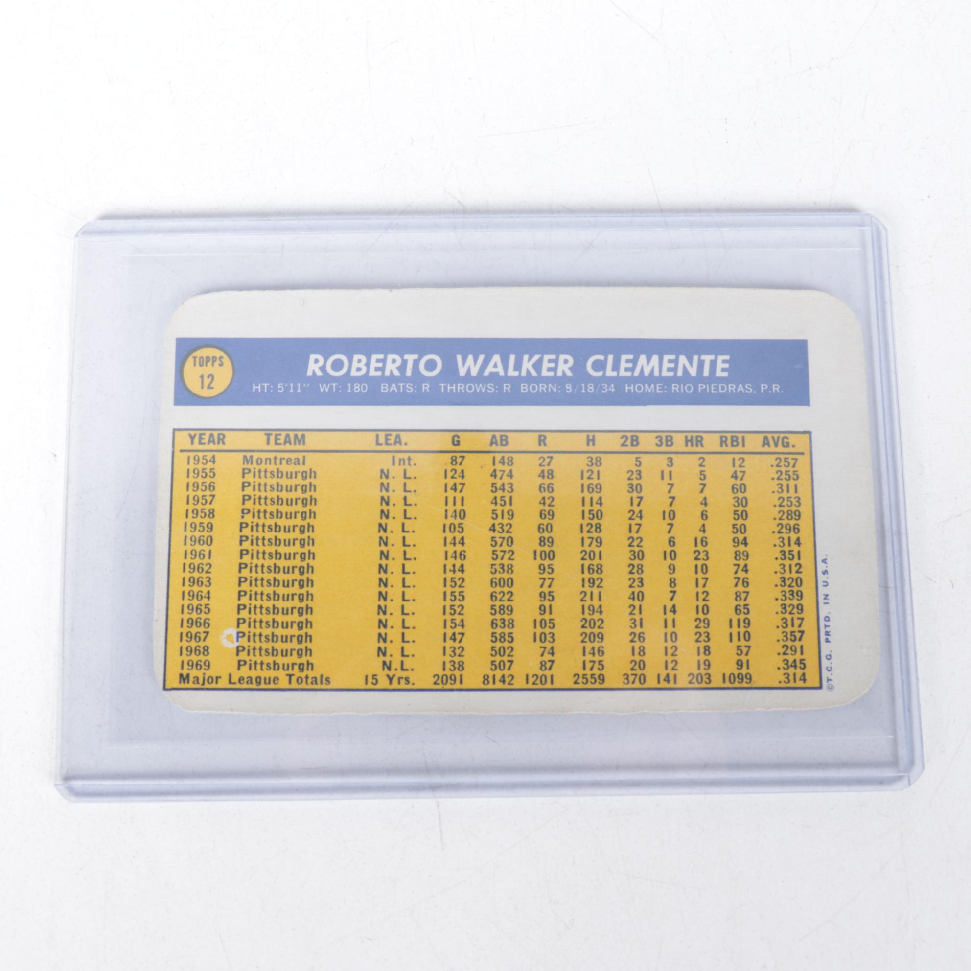 Roberto Clemente, Willie Mays, and Other Topps Baseball Trading Cards