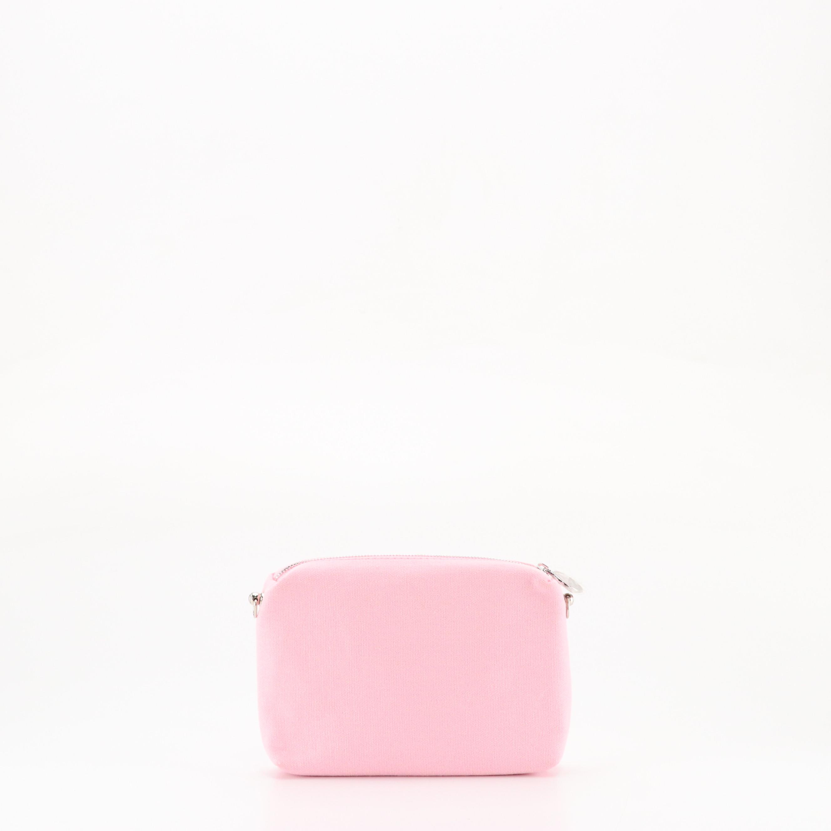 Chanel Parfums Promotional Zip Pouch with Chain Strap in Pink Canvas