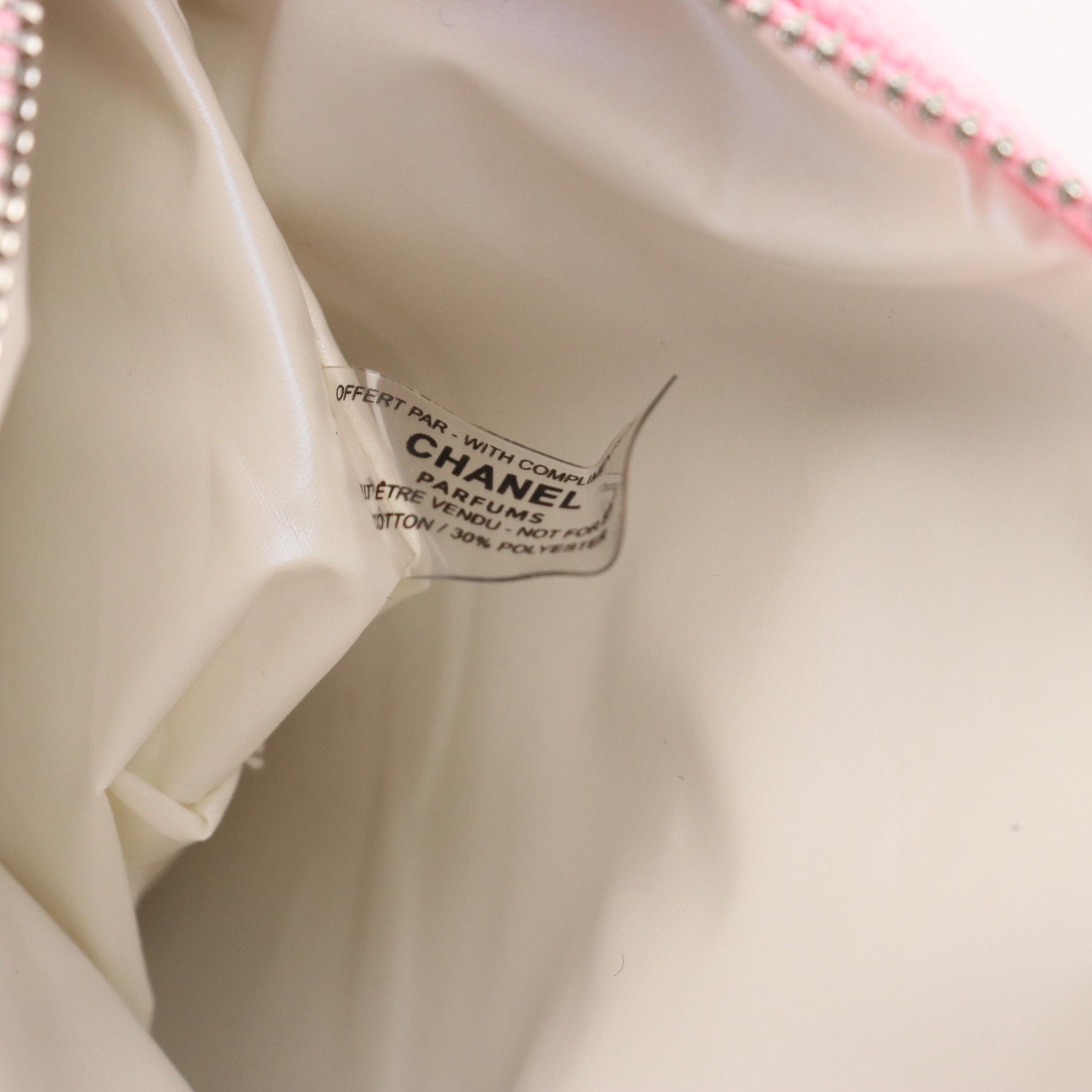 Chanel Parfums Promotional Zip Pouch with Chain Strap in Pink Canvas