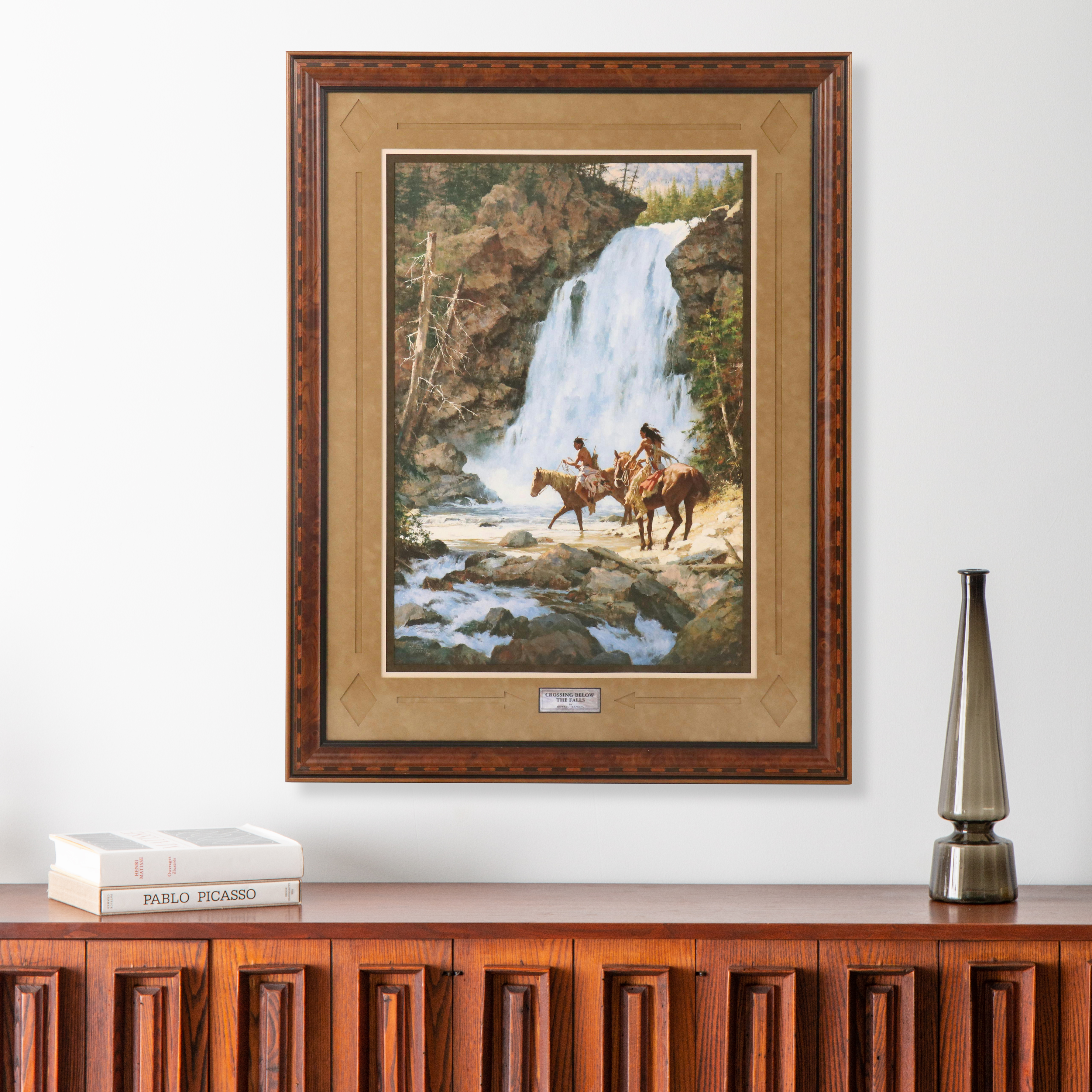 Howard Terpning Offset Lithograph "Crossing Below the Falls," 1996