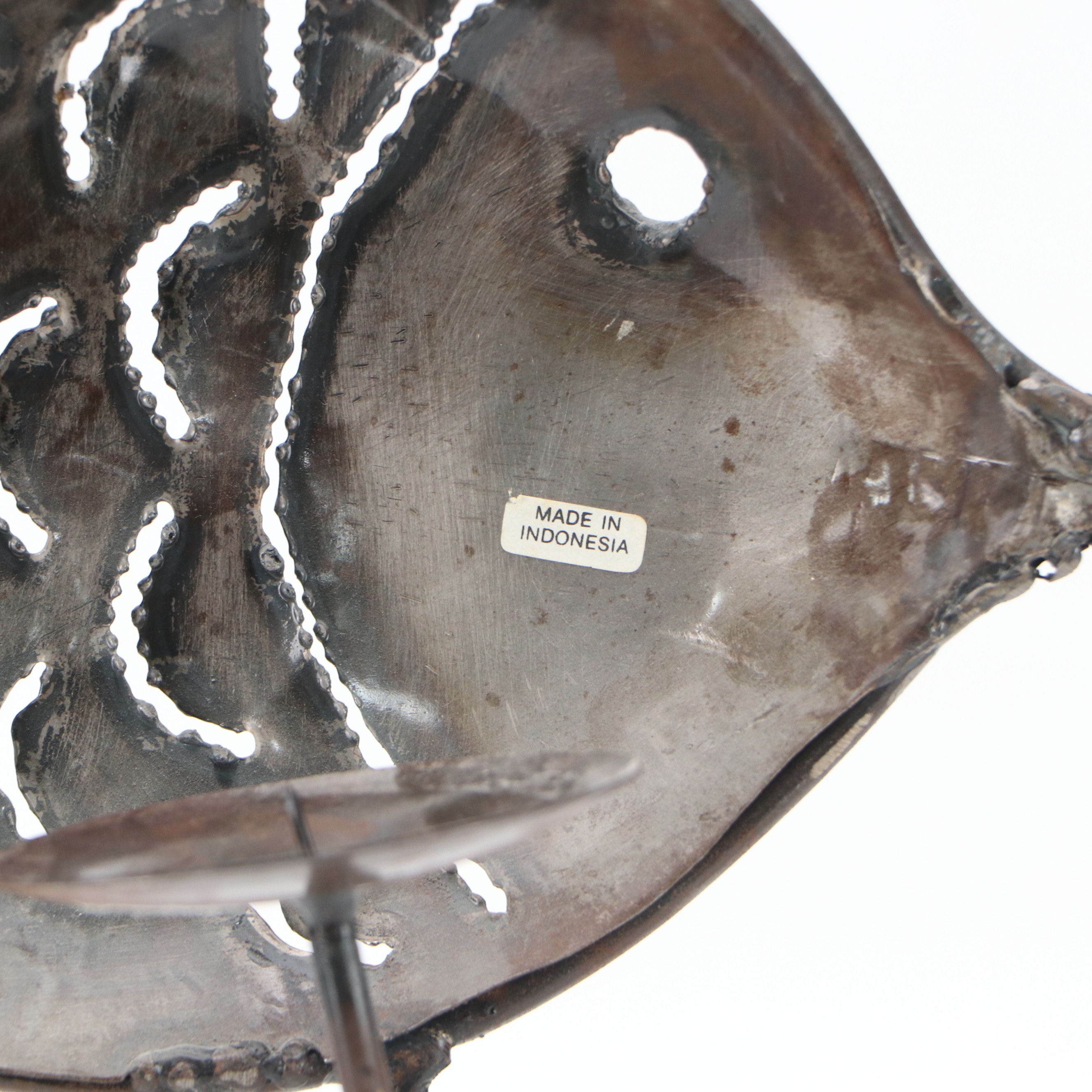 Contemporary Metal Fish Pillar Candle Holder with Crackle Painted Ceramic Vases