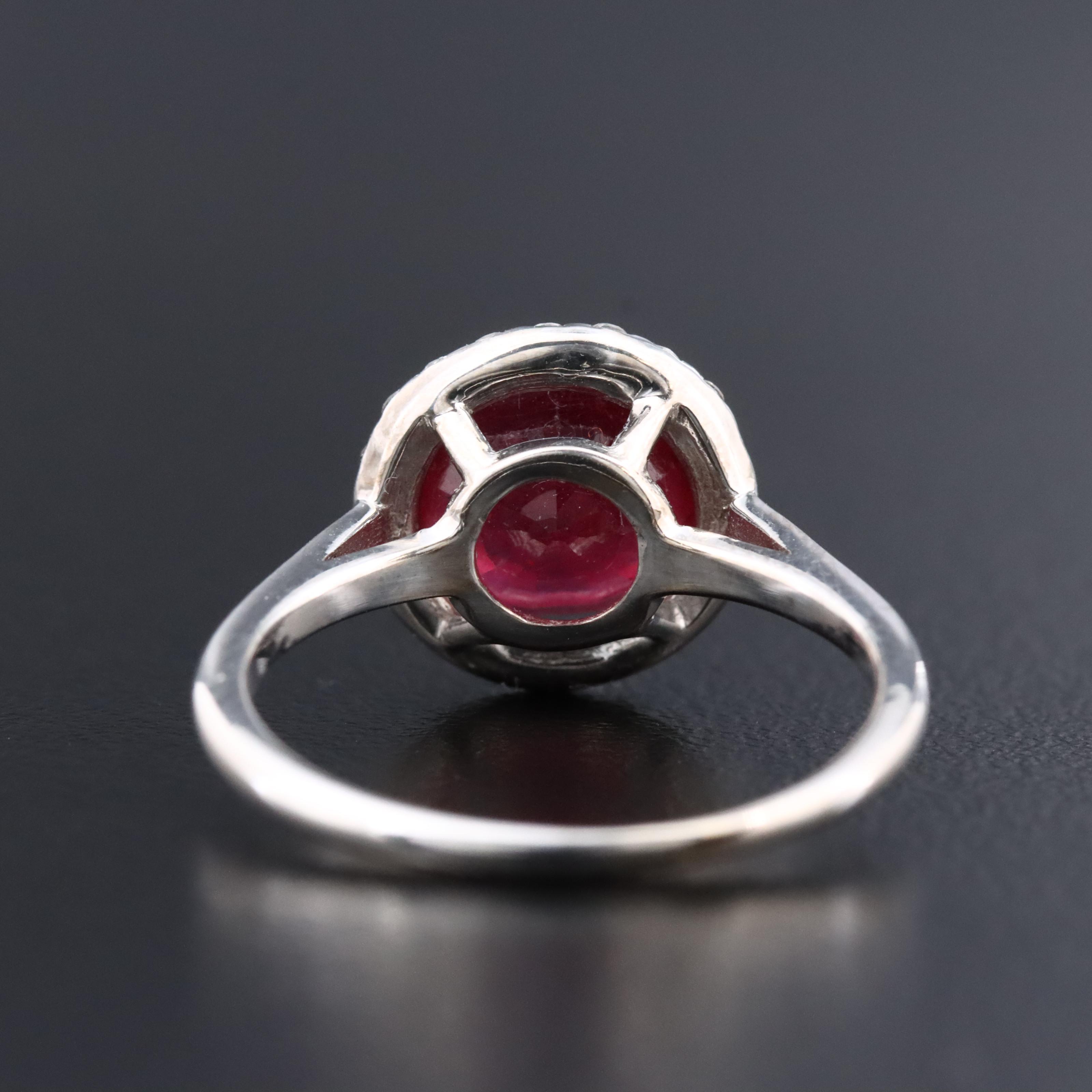 14K Filled Corundum and Diamond Halo Ring