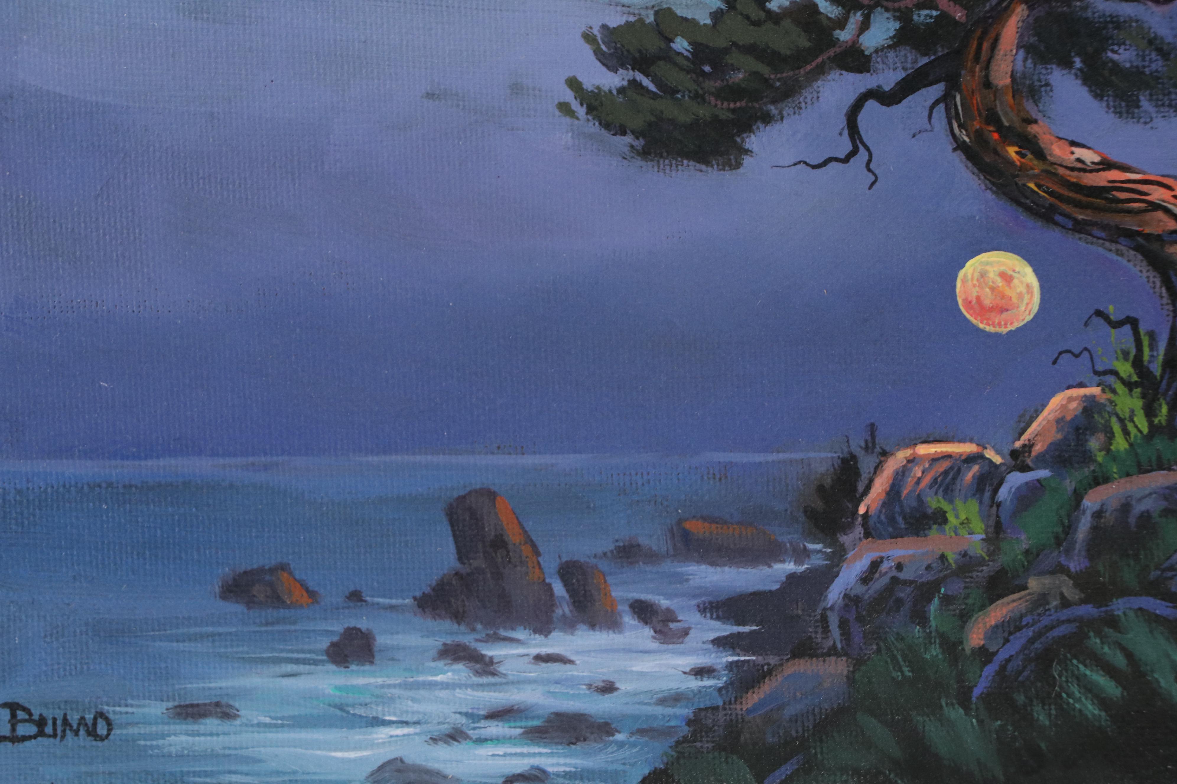 Doug "Bumo" Johnpeer Nocturne Coastal Landscape Oil Painting, 2025