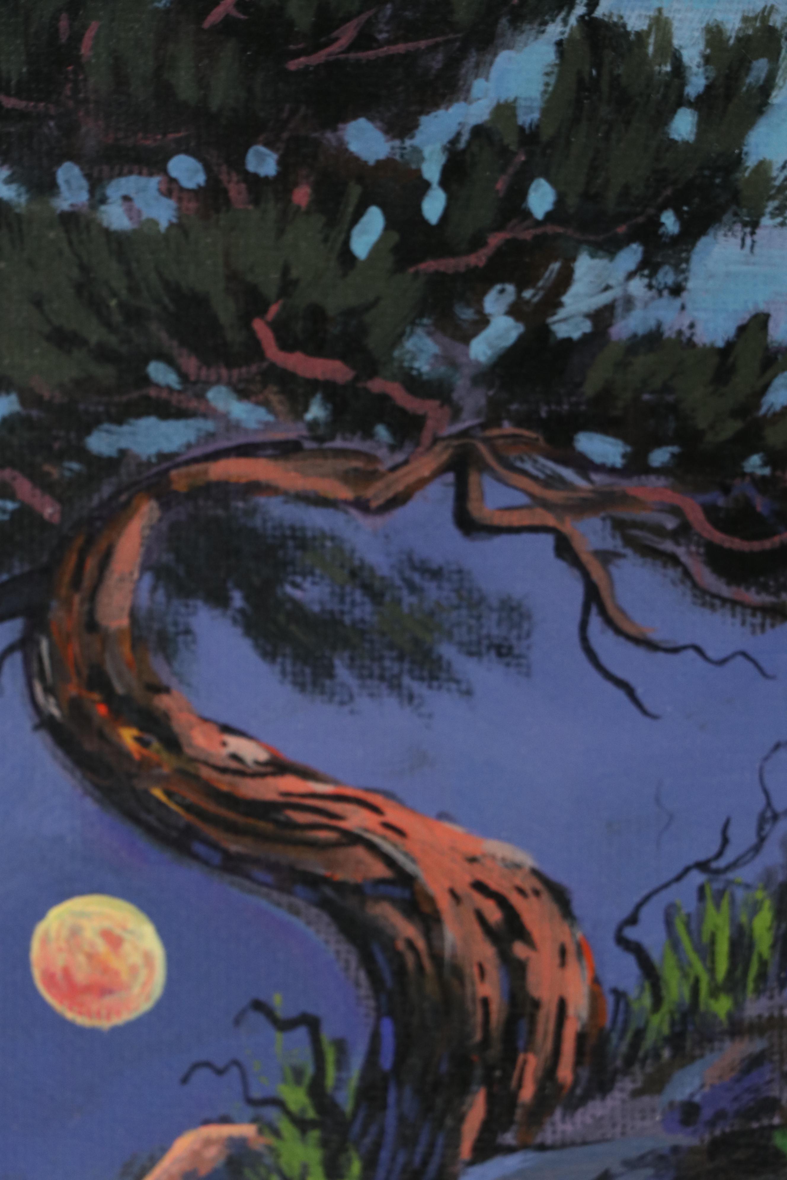 Doug "Bumo" Johnpeer Nocturne Coastal Landscape Oil Painting, 2025