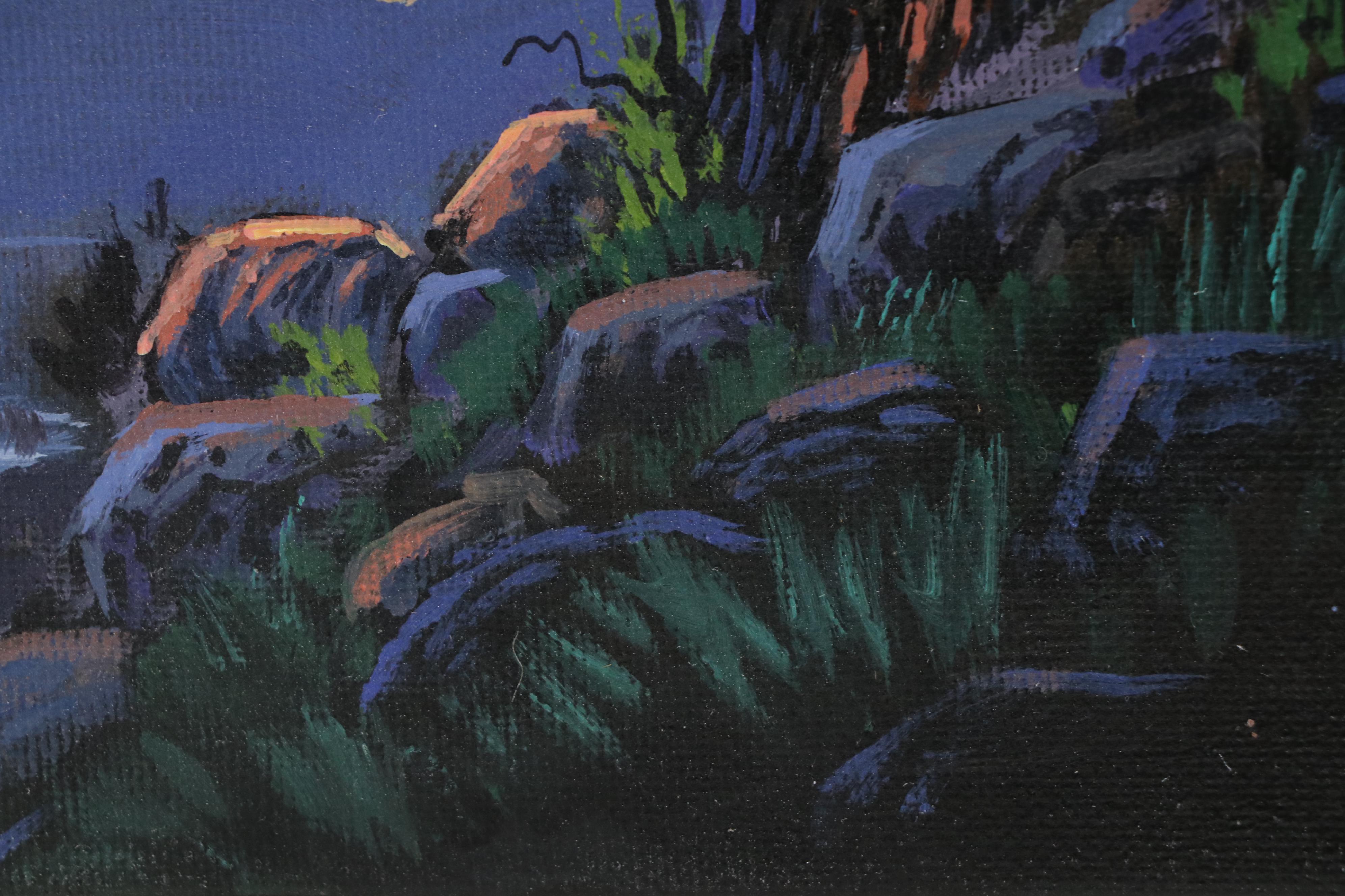 Doug "Bumo" Johnpeer Nocturne Coastal Landscape Oil Painting, 2025