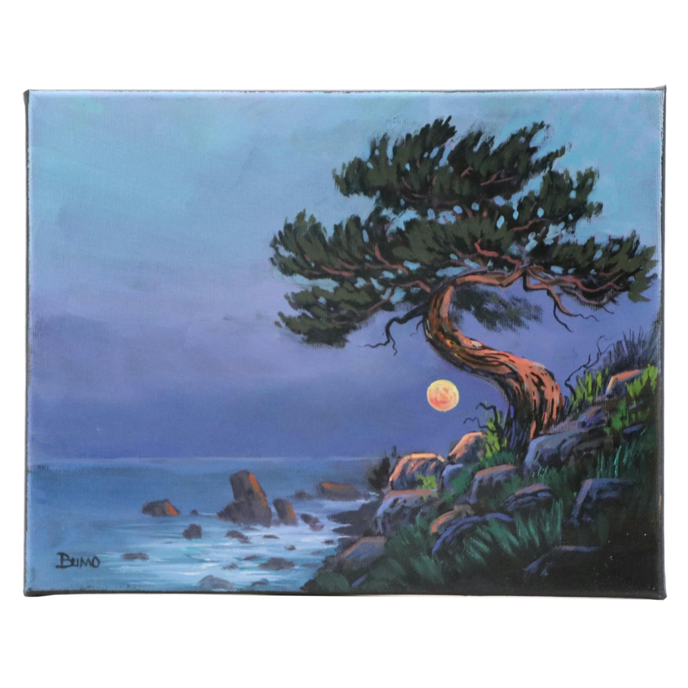 Doug "Bumo" Johnpeer Nocturne Coastal Landscape Oil Painting, 2025