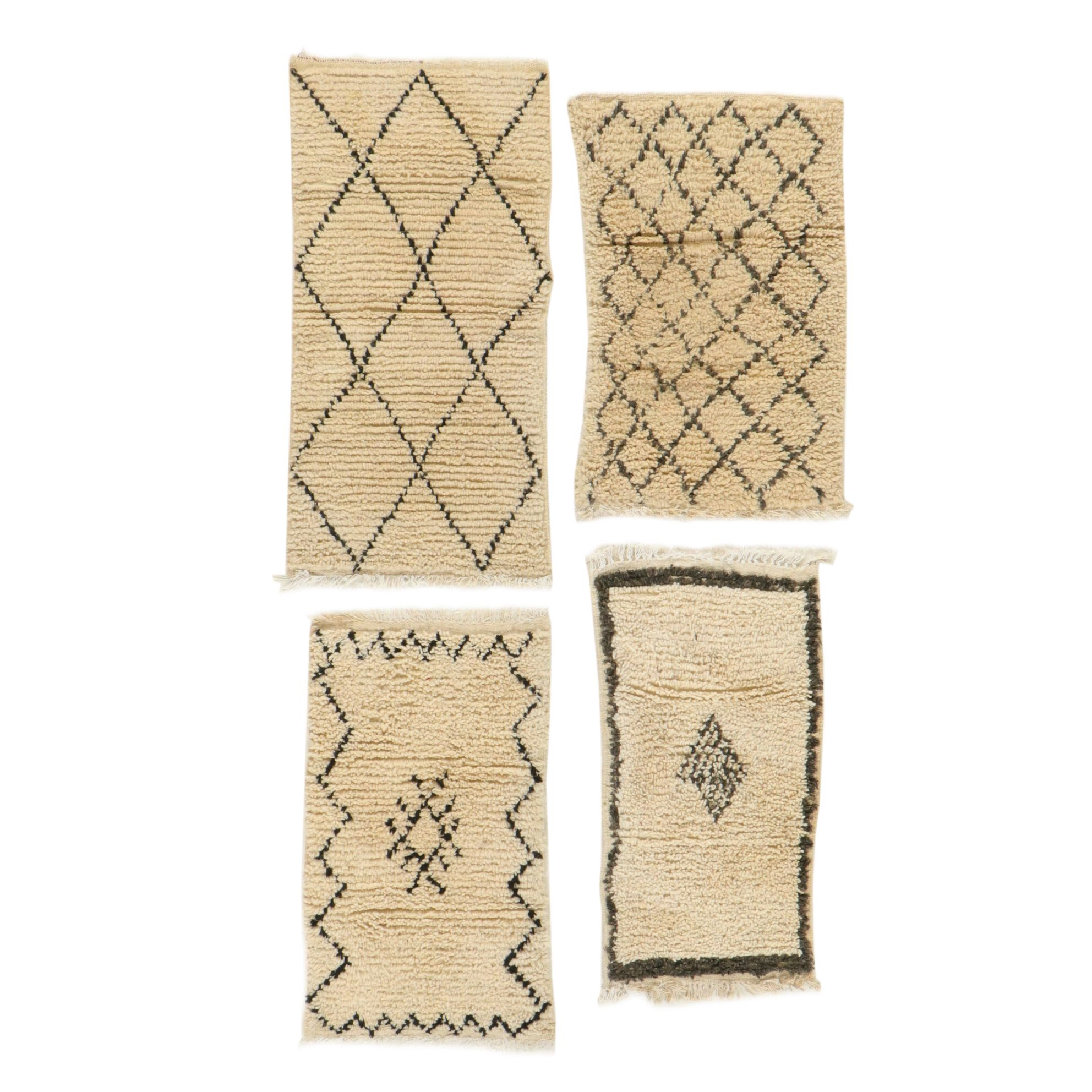 Four Hand-Knotted Moroccan Berber Accent Rugs