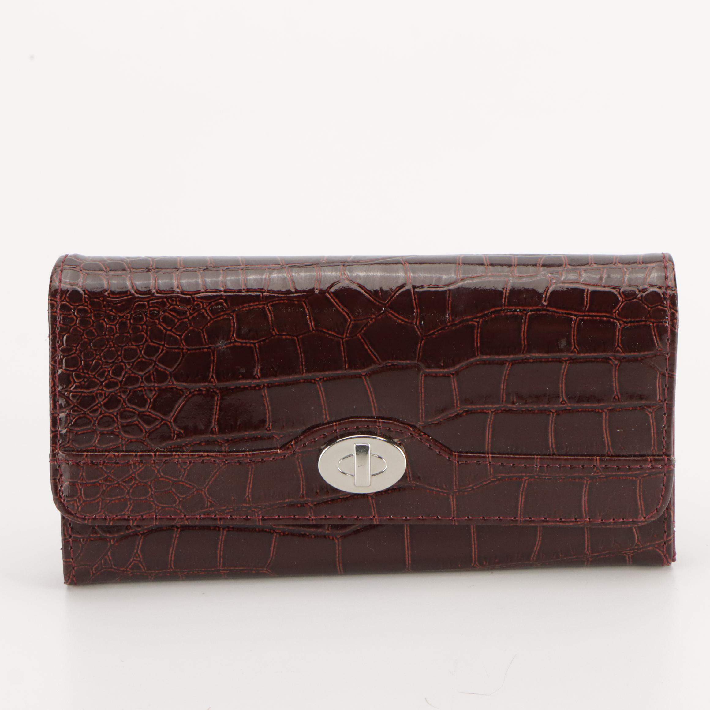 Organizer Flap Wallet in Faux Leather with Gold Lamé Beaded Drawstring Pouch