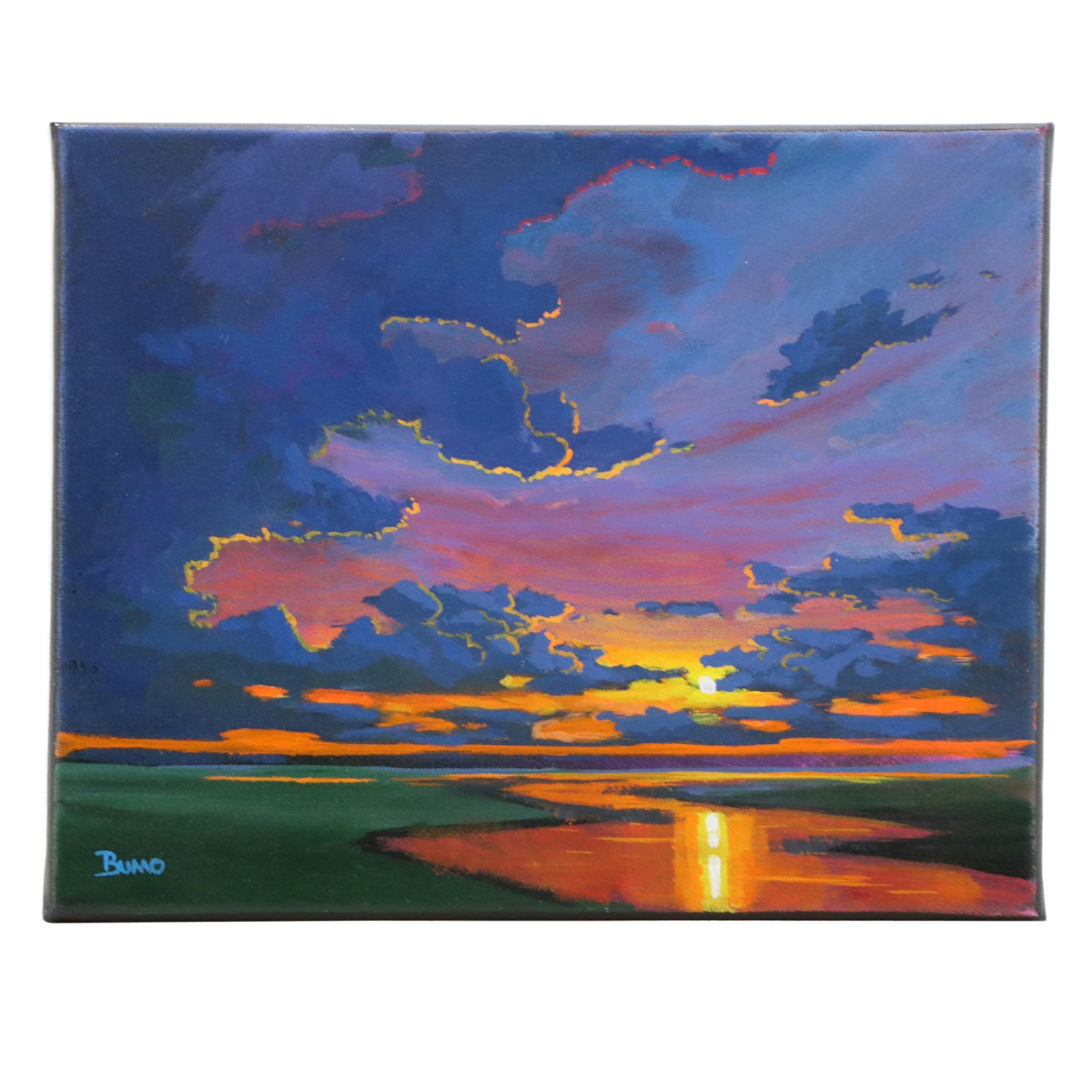 Doug "Bumo" Johnpeer Twilight Landscape Oil Painting, 2025