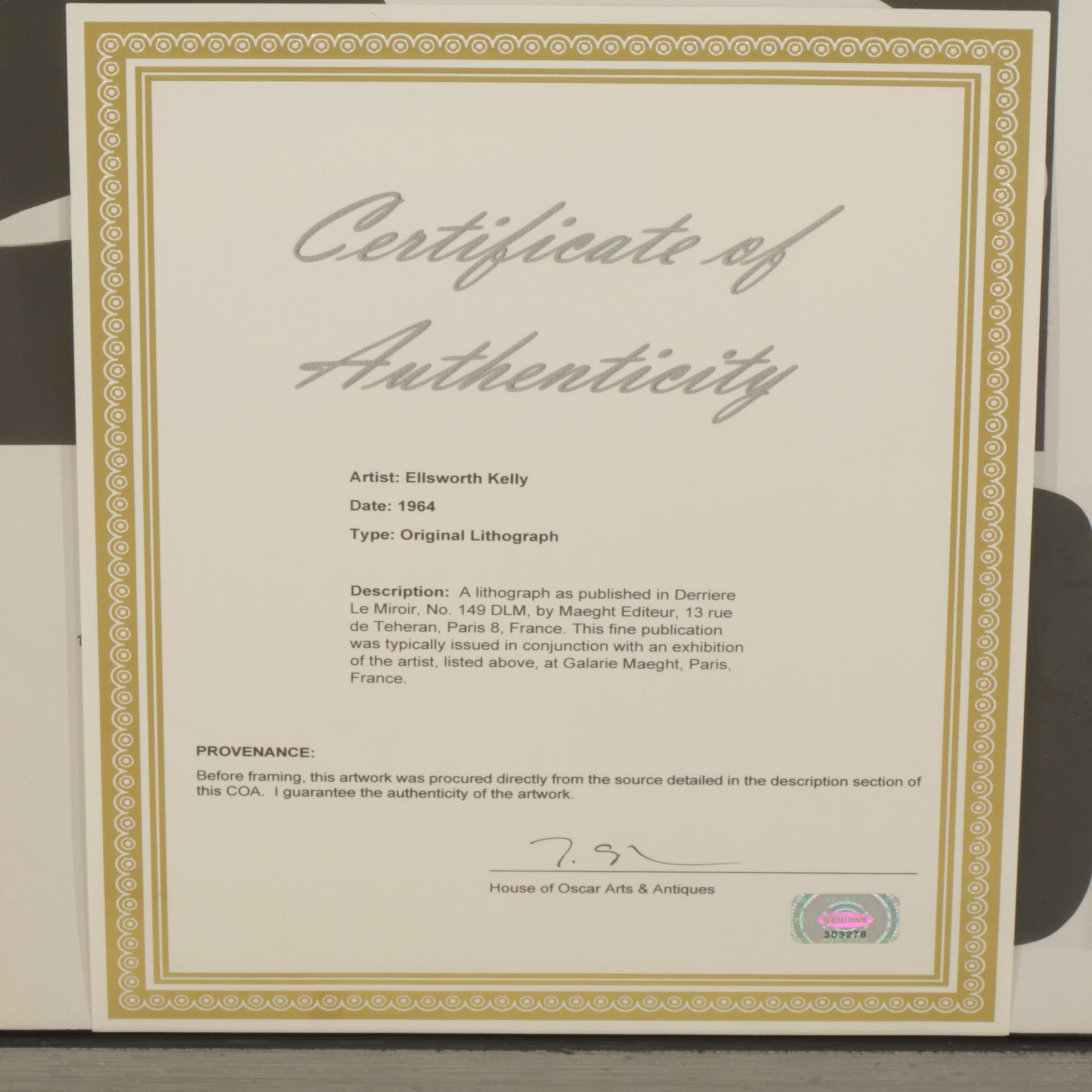 Ellsworth Kelly "Untitled (Blue/Yellow/Red) Lithograph, 1964