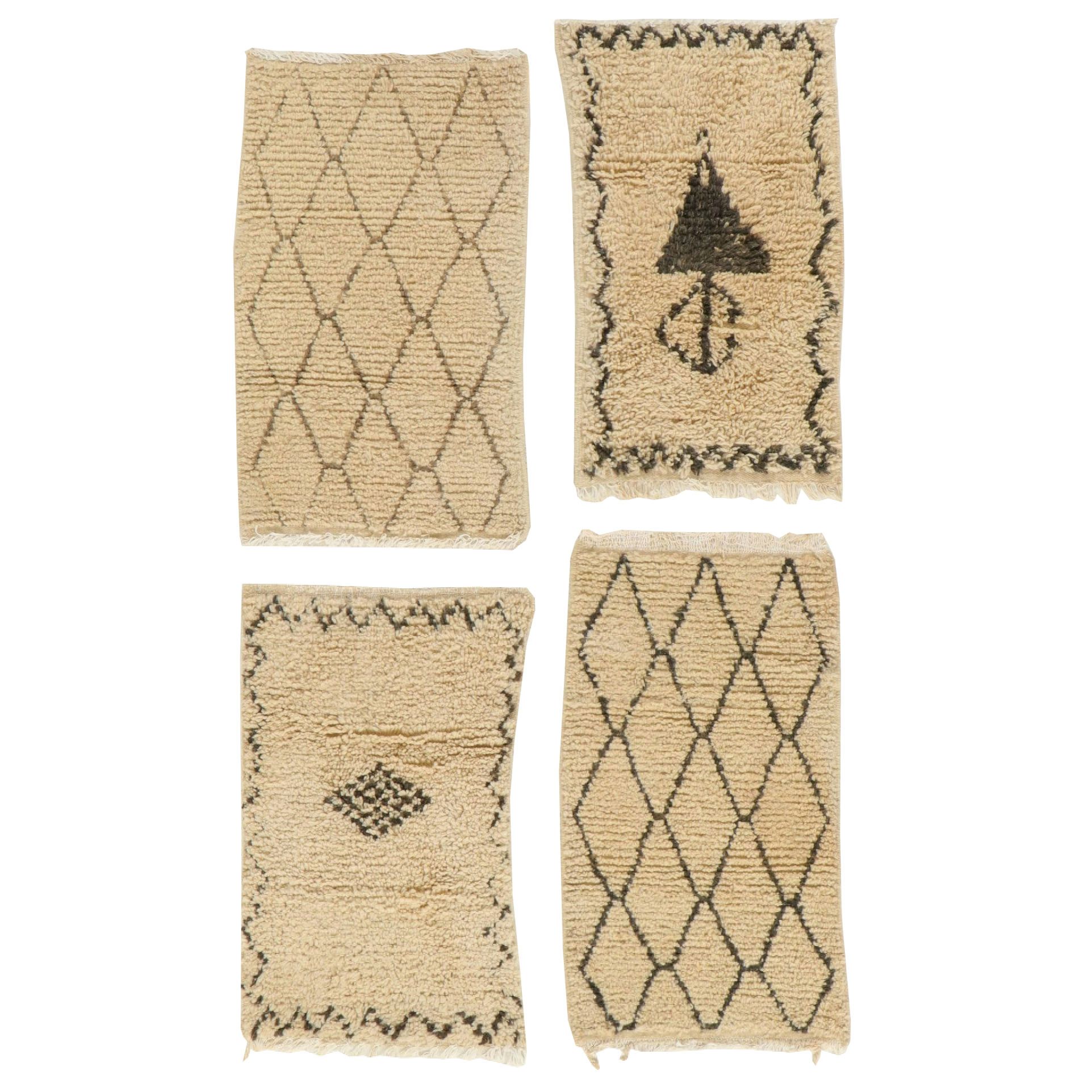 Four Hand-Knotted Moroccan Berber Accent Rugs