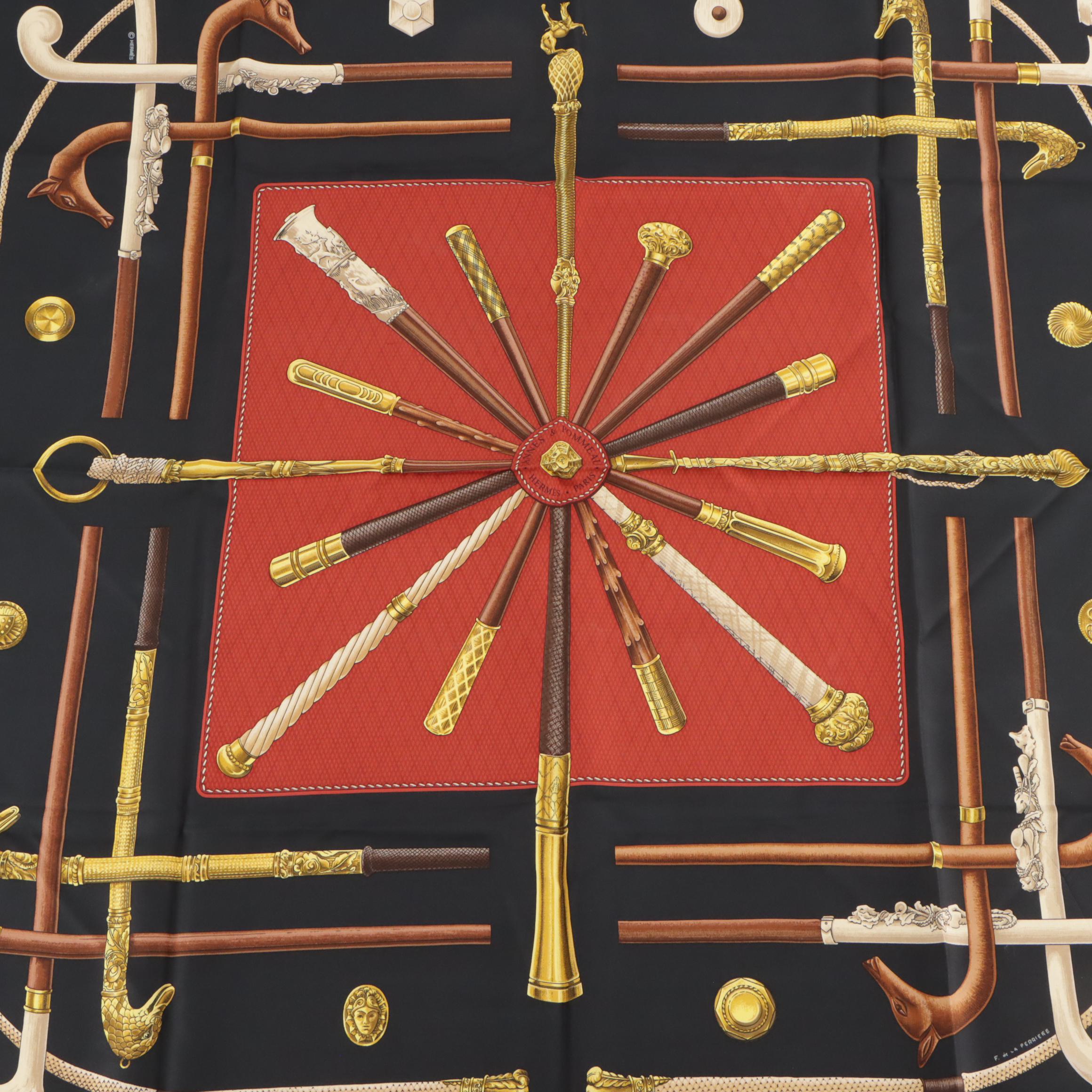 Hermès "Cannes et Pommeaux" Scarf 90 in Silk Twill