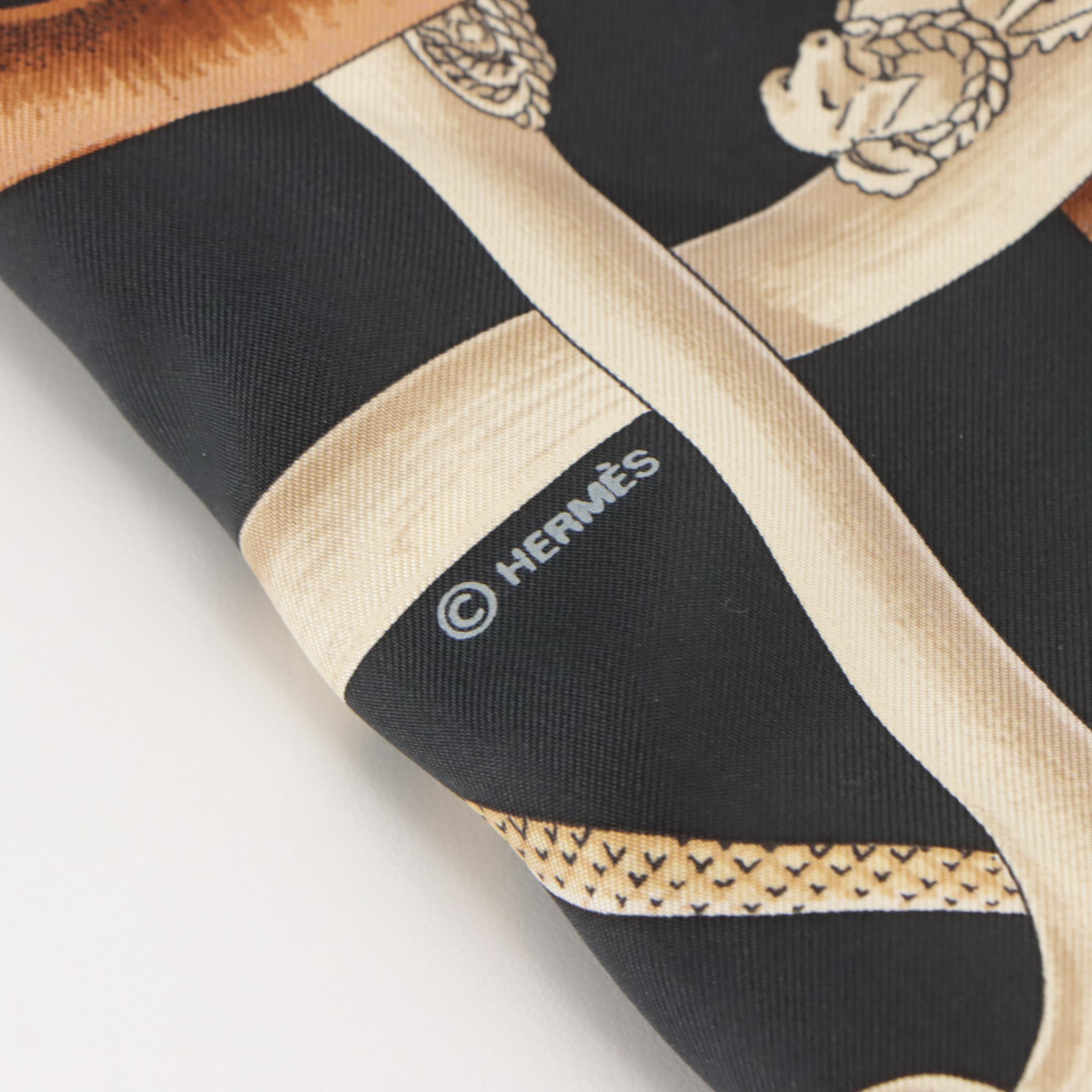 Hermès "Cannes et Pommeaux" Scarf 90 in Silk Twill