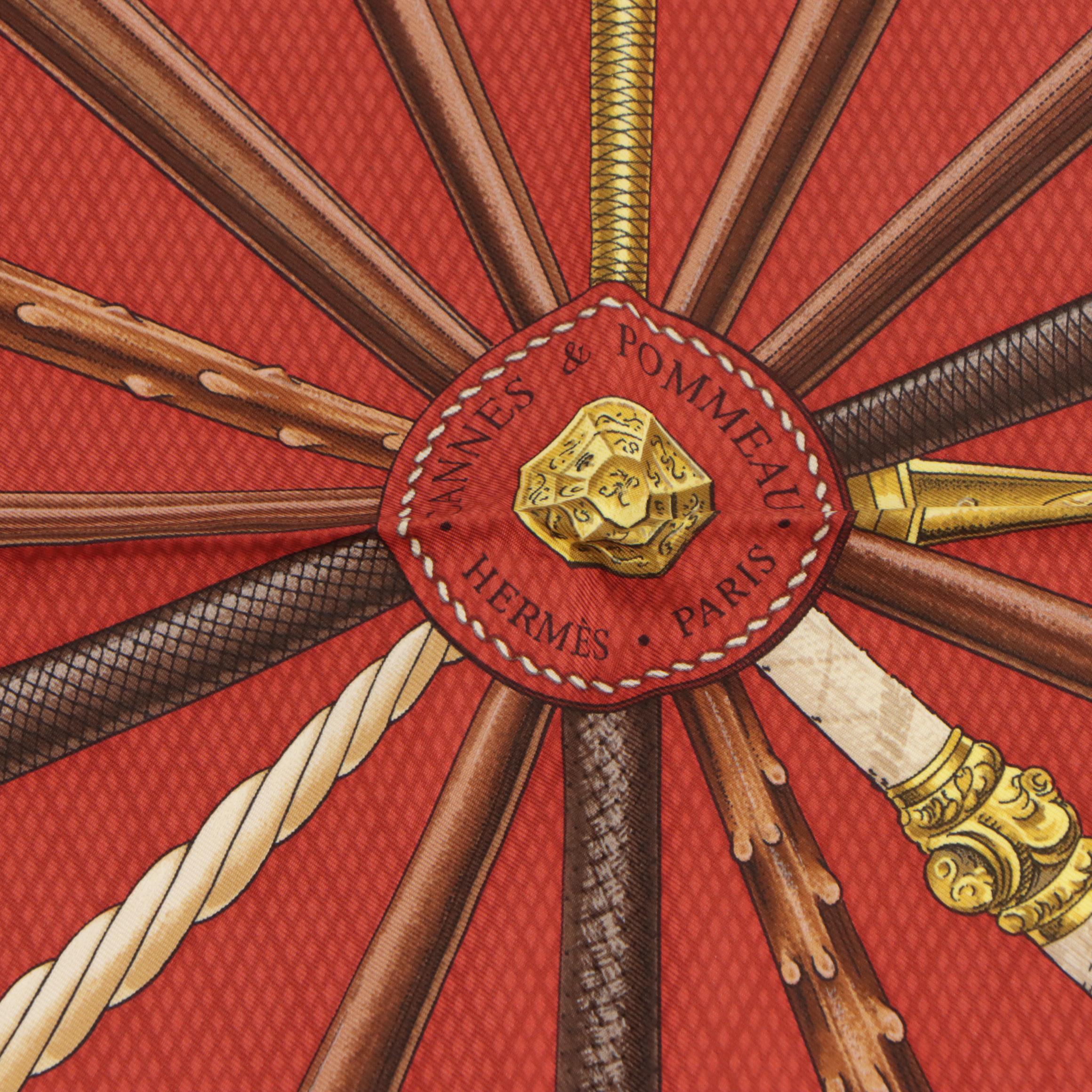 Hermès "Cannes et Pommeaux" Scarf 90 in Silk Twill