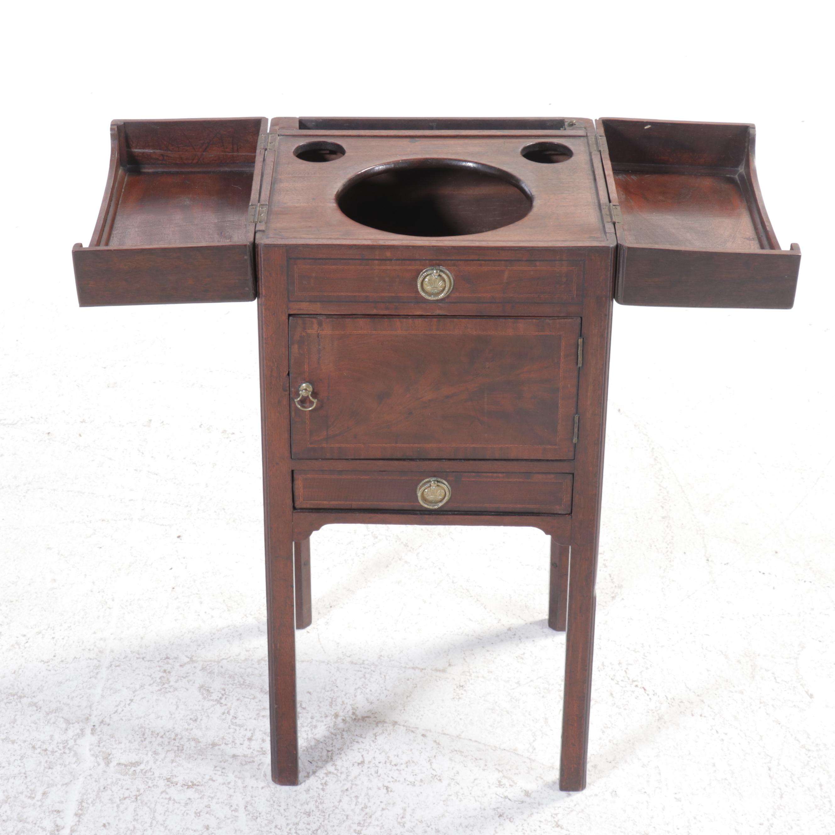 Georgian Mahogany and String Inlay Dressing Stand, Early 19th Century