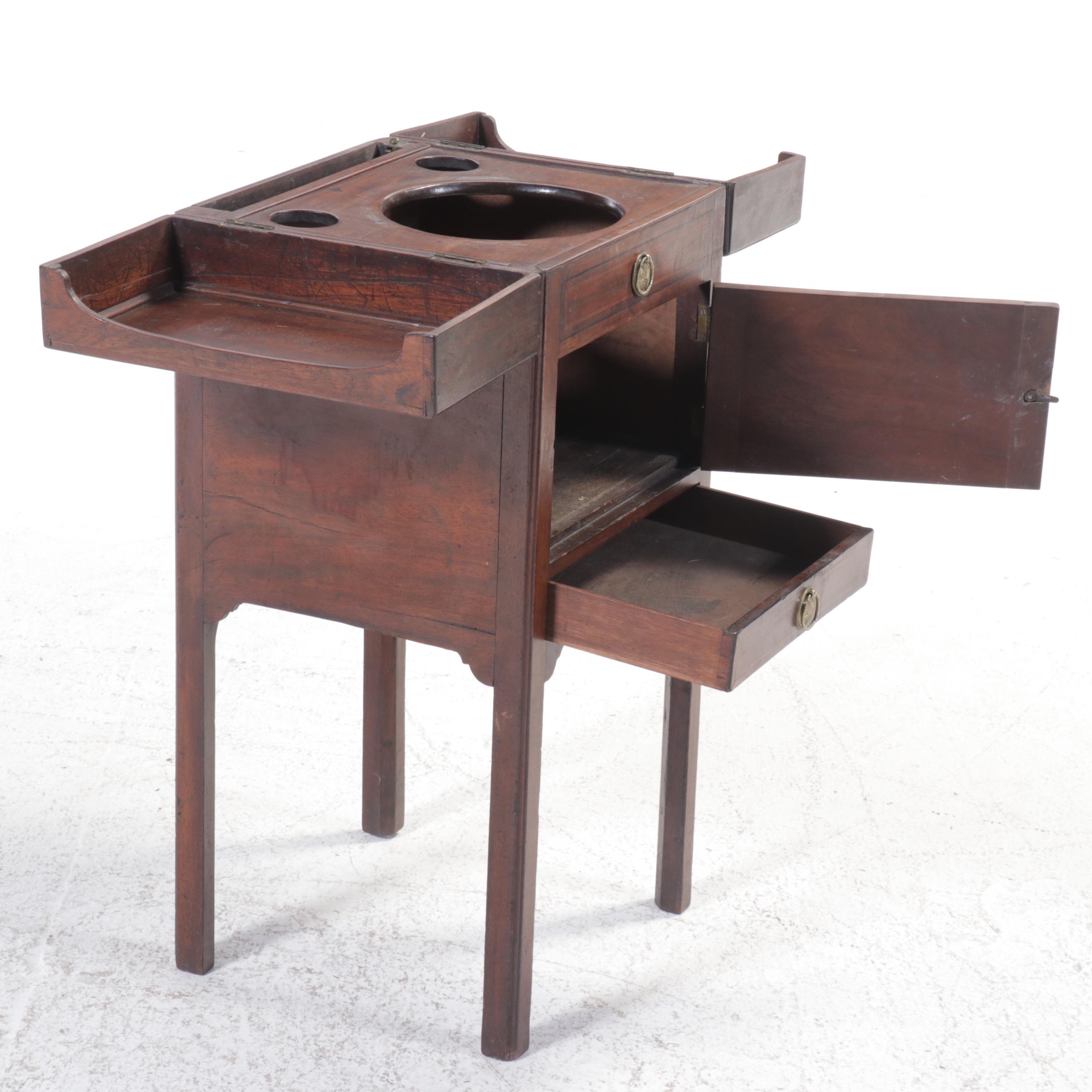 Georgian Mahogany and String Inlay Dressing Stand, Early 19th Century