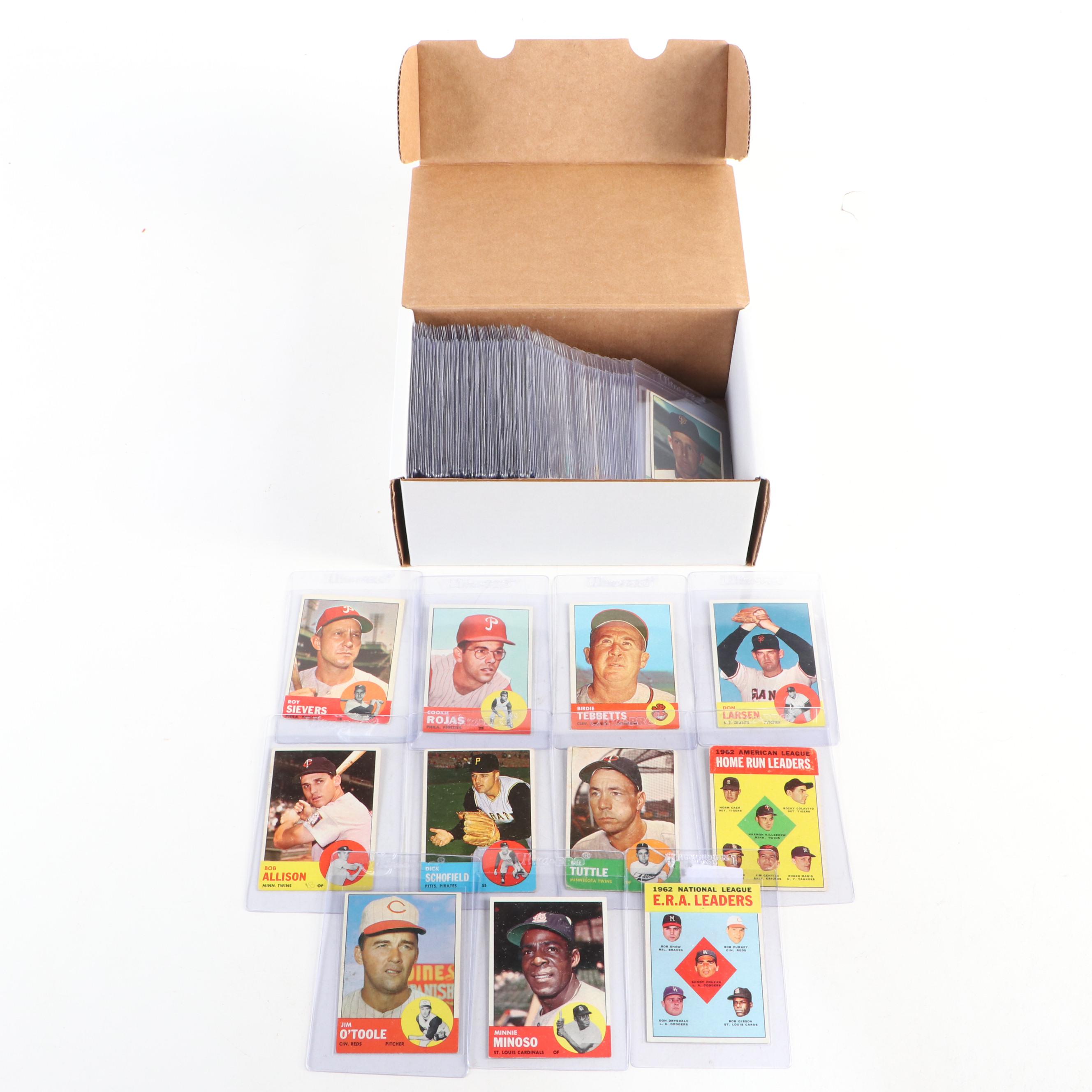 1963 Topps Baseball Cards Featuring Sandy Koufax, Roger Maris, and More